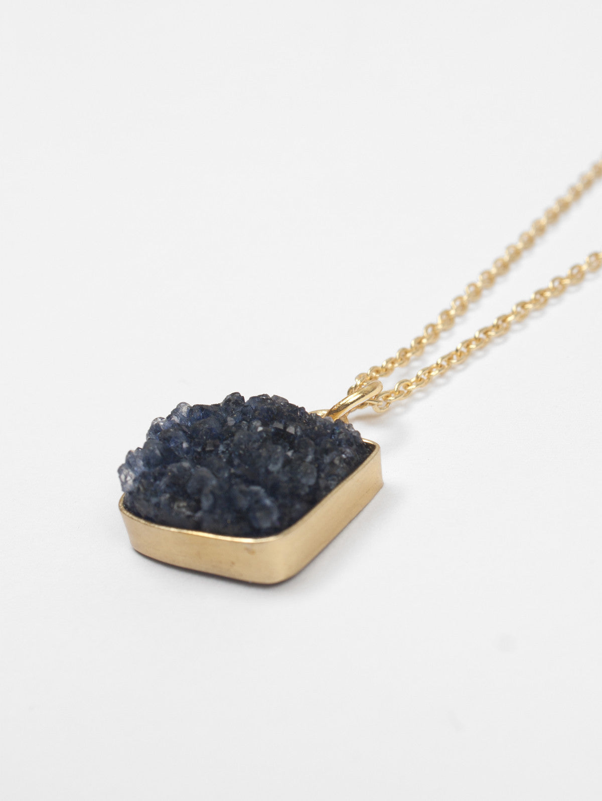 Square Druzy Necklace for Women - Elegant Geometric Crystal Pendant Jewelry - Perfect for Casual, Office & Evening Wear