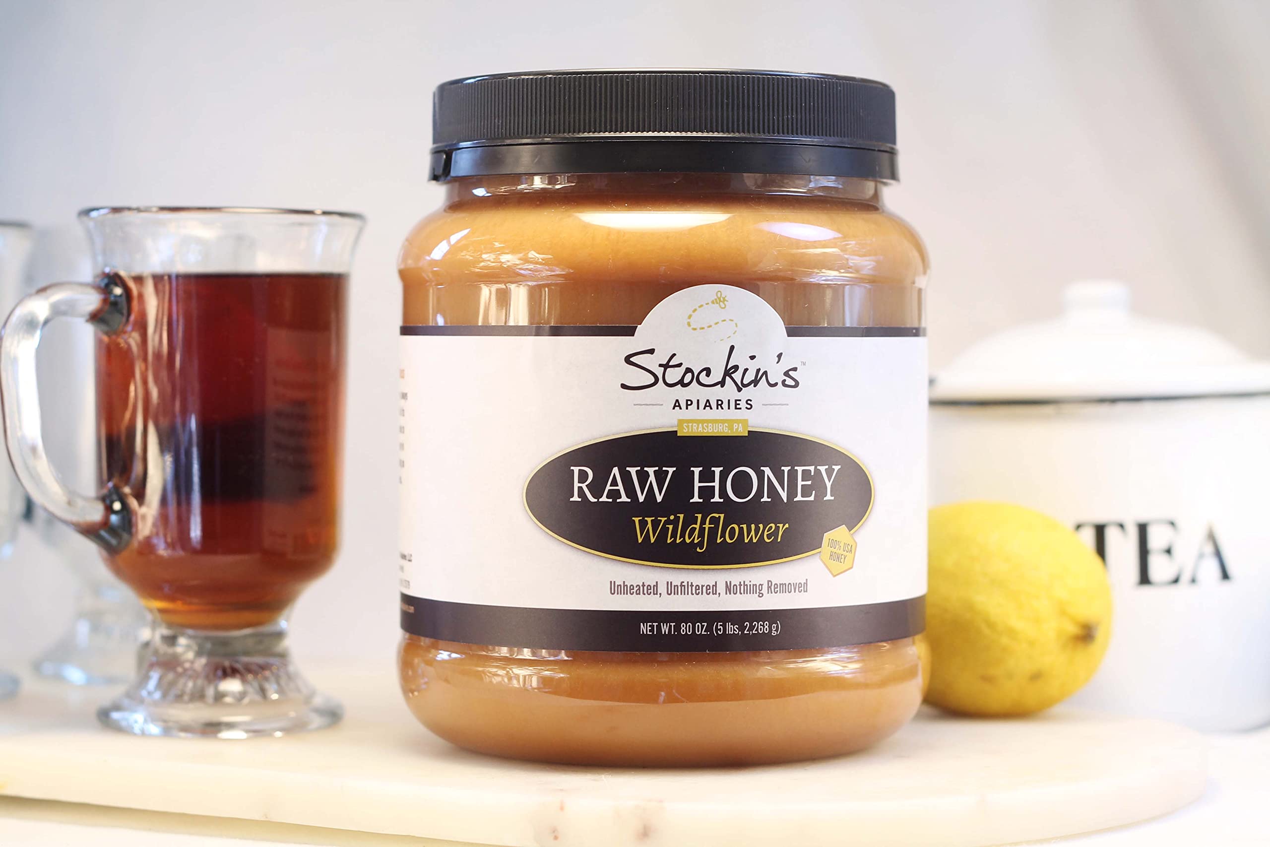 Stockin's Apiaries Raw Wildflower Honey - Unheated, Unfiltered, Nutrient-Rich Bulk Honey (80 Oz) - Perfect for Tea, Baking, Natural Remedies & Healthy Lifestyle