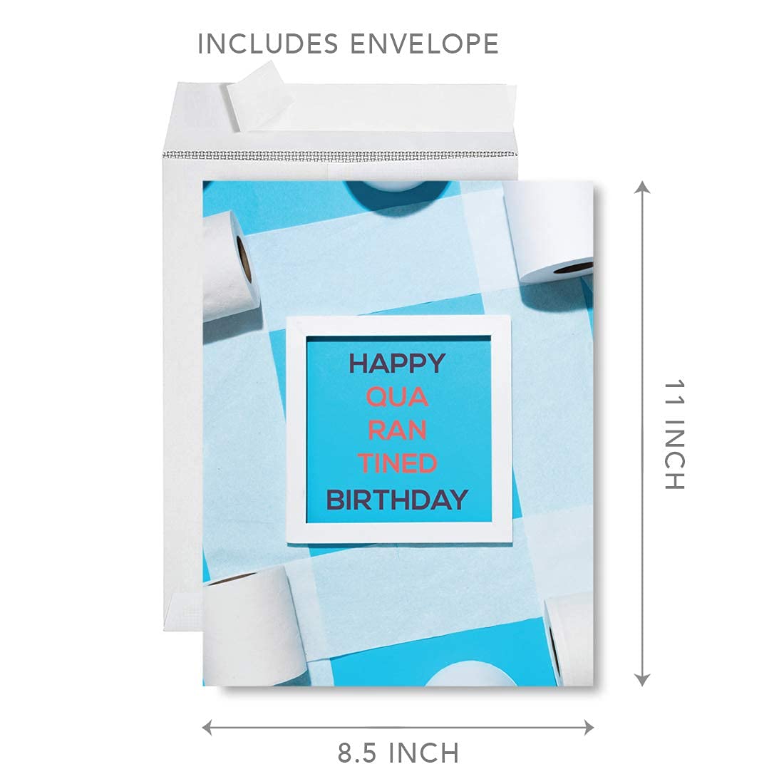 Funny Toilet Paper Design Happy Birthday Jumbo Card - 8.5 x 11 Inch Social Distance Greeting Card for Him or Her - 1-Pack - Perfect for Pandemic Birthdays, Quarantine Parties & Long-Distance Celebrations