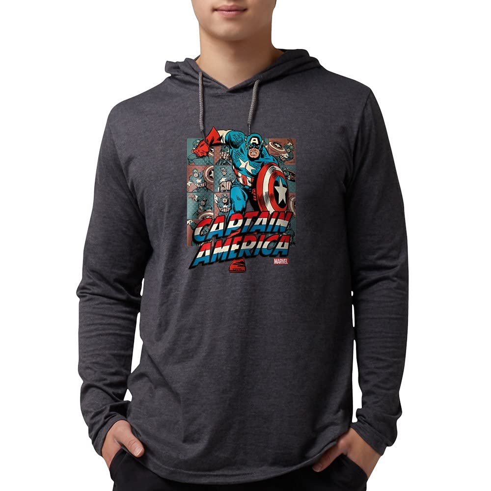 Captain America Classic Logo Men's Hooded T-Shirt | Marvel Superhero Graphic Hoodie | Casual Wear & Cosplay Costume for Fans