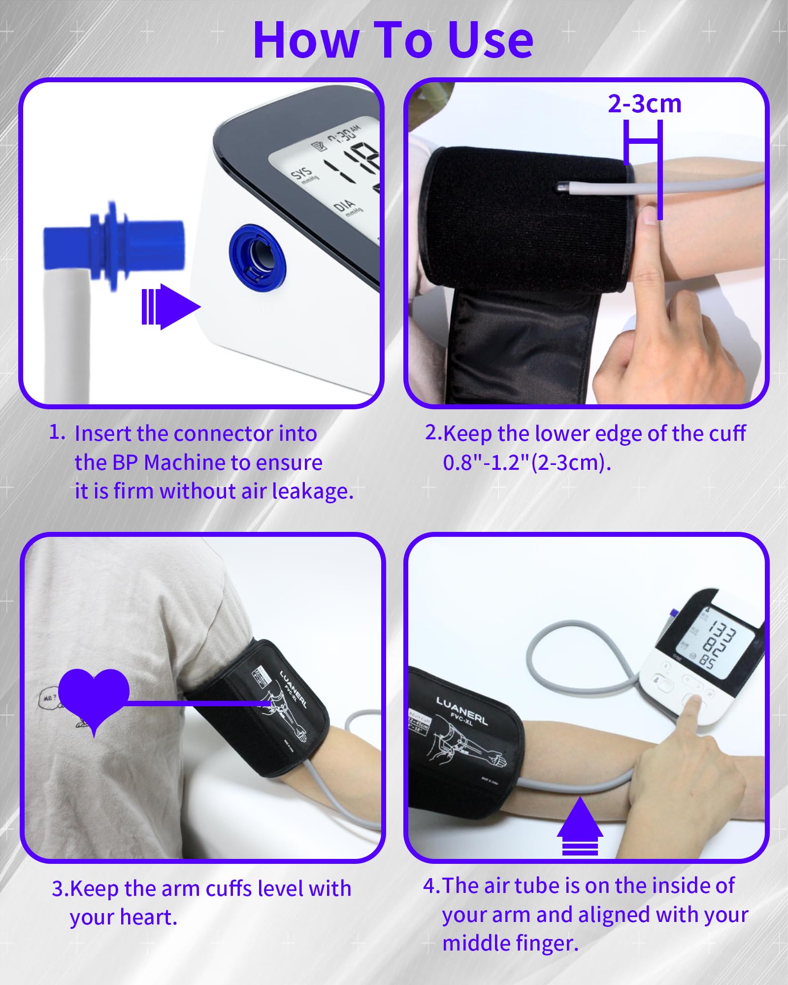 Medium Easy Wrap Blood Pressure Cuff for Thin & Small Arms (7”-14”/17-36cm) - Compatible with Omron M Adult BP Monitors - Replacement Cuff for Home Use & Clinical Settings - LUANERL