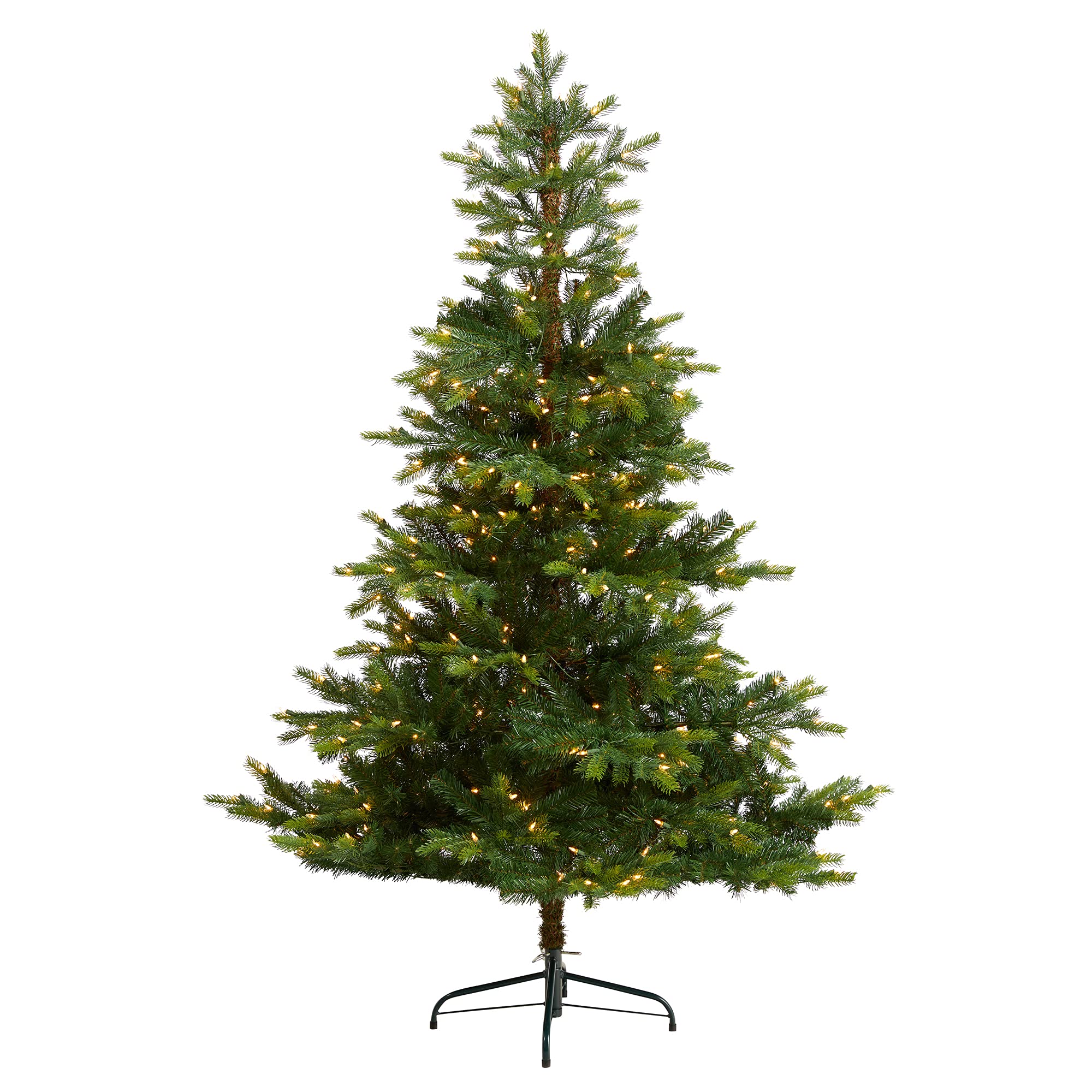 Nearly Natural 6ft Pre-Lit Artificial Christmas Tree - 350 Clear Lights & 631 Bendable Branches | Realistic NC Spruce Design for Holiday Home Decor, Office, and Party Decoration