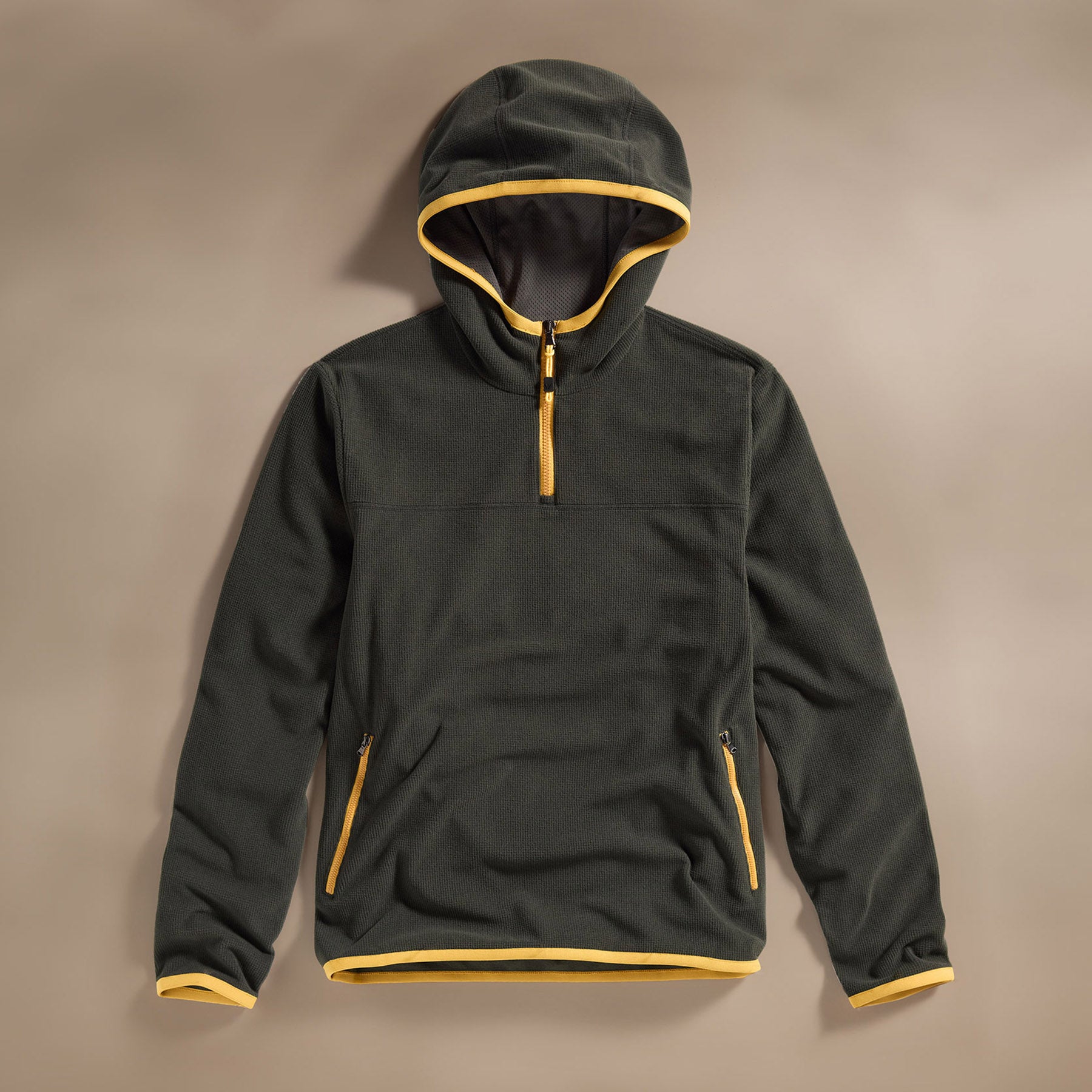 Tech Waffle Performance Hoodie - Carbon/Yellow | Moisture-Wicking & Breathable Athletic Pullover for Running, Gym & Outdoor Activities