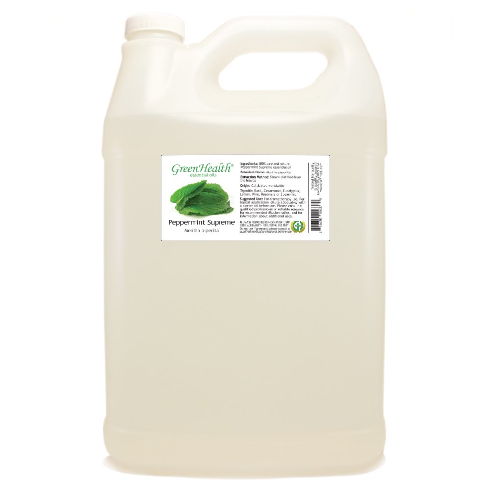 100% Pure Peppermint Essential Oil (Mentha Piperita) - 1 Gallon Bottle - Uncut, Therapeutic Grade for Aromatherapy, Diffusers & DIY Skincare - GreenHealth