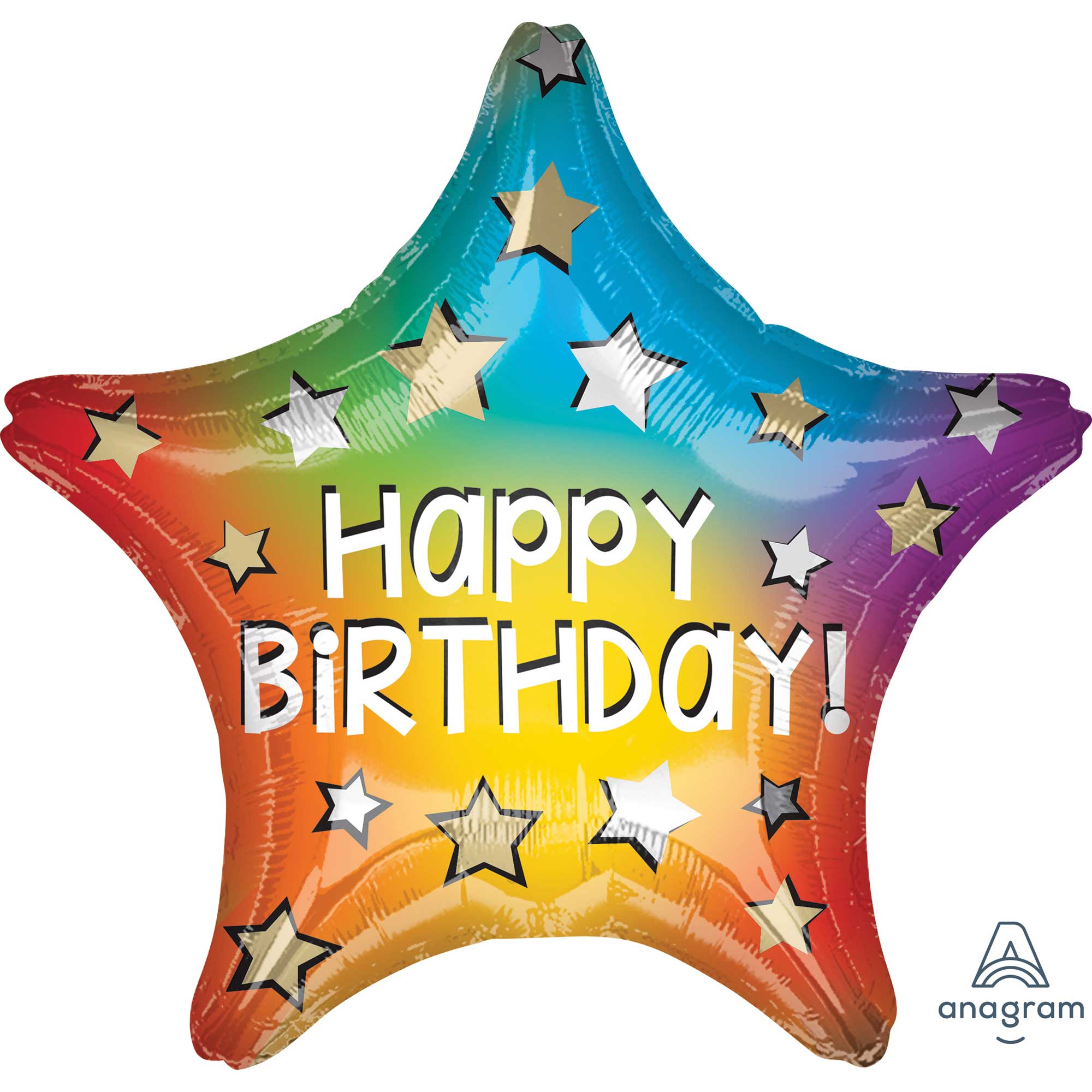 45cm XL Happy Birthday Rainbow Star Balloon - Perfect for Birthday Parties, Baby Showers & Celebrations