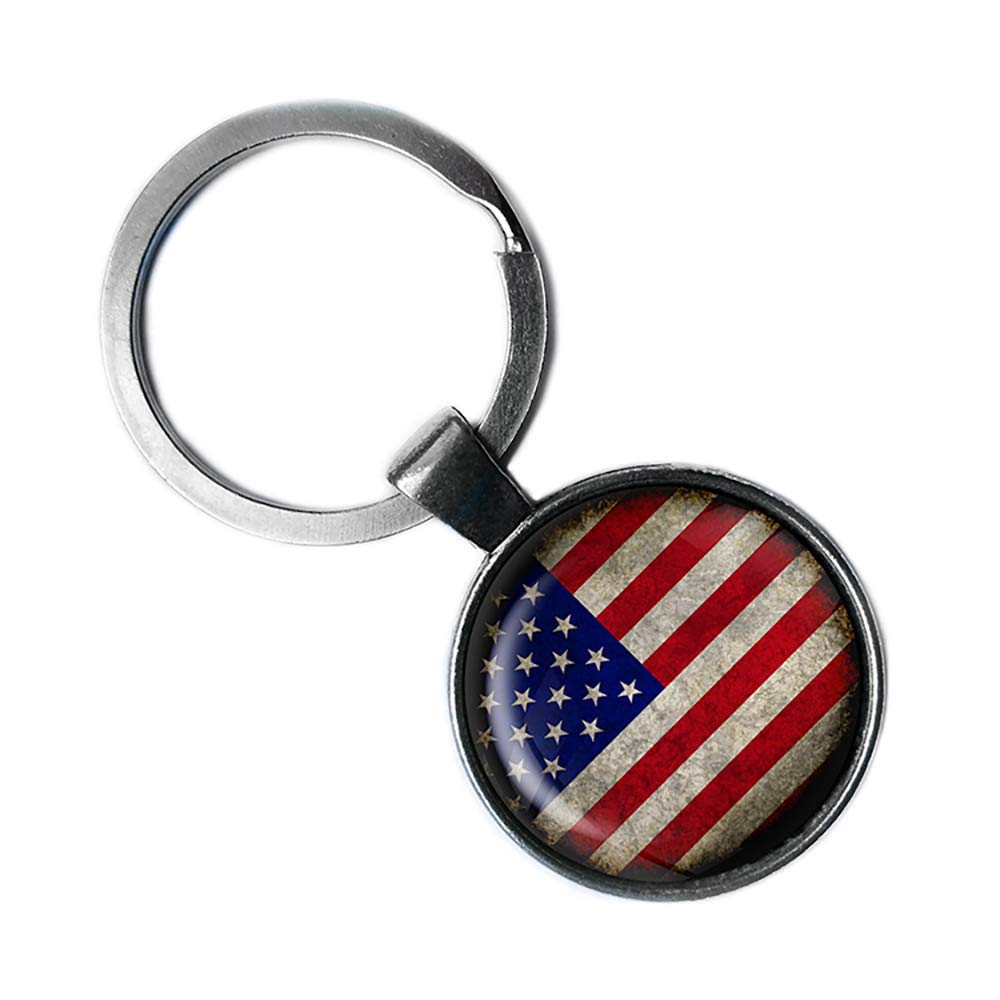 USA Flag Silver Keychain - Patriotic American Flag Keyring for Keys, Gifts & Travel Accessories | Perfect for Everyday Use, Gifts & Souvenirs