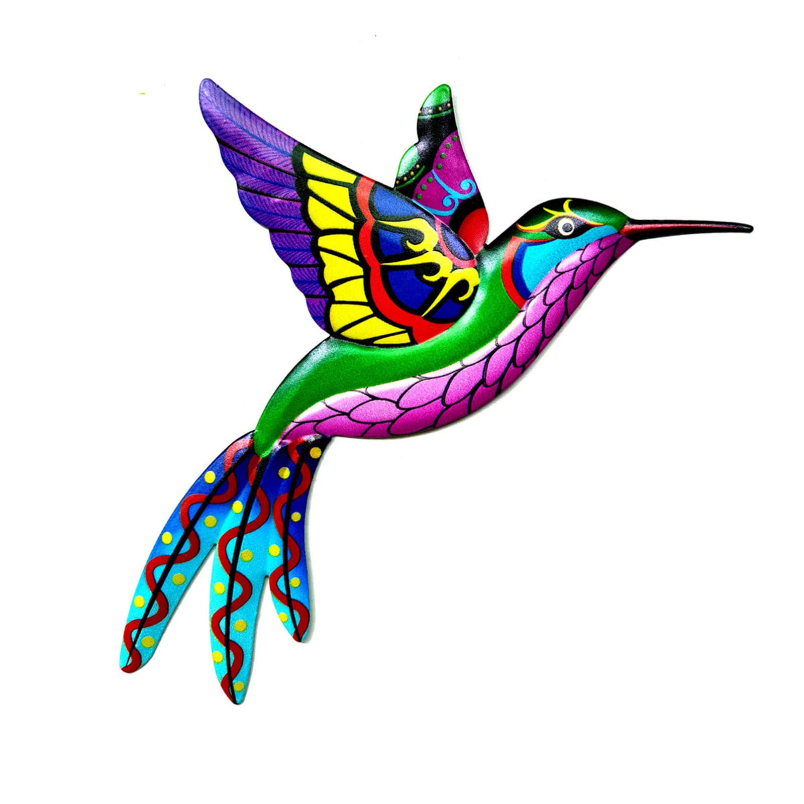 Handcrafted 3D Metal Hummingbird Wall Art - Colorful Iron Outdoor Sculpture & Hanging Decor for Fence, Patio, Balcony | Unique Home & Garden Decoration for Living Room, Porch, Backyard