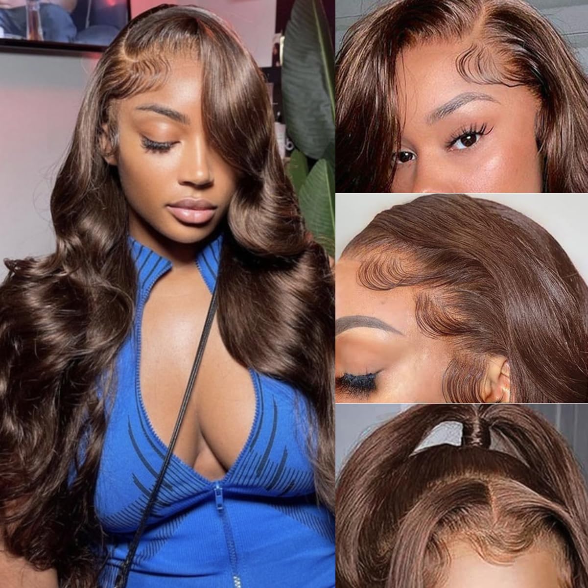 Brown Body Wave Lace Front Wig Human Hair 13x4 Transparent Lace Frontal - 180% Density Glueless Chocolate Colored Wigs for Black Women | Natural Look for Daily Wear, Parties & Special Occasions