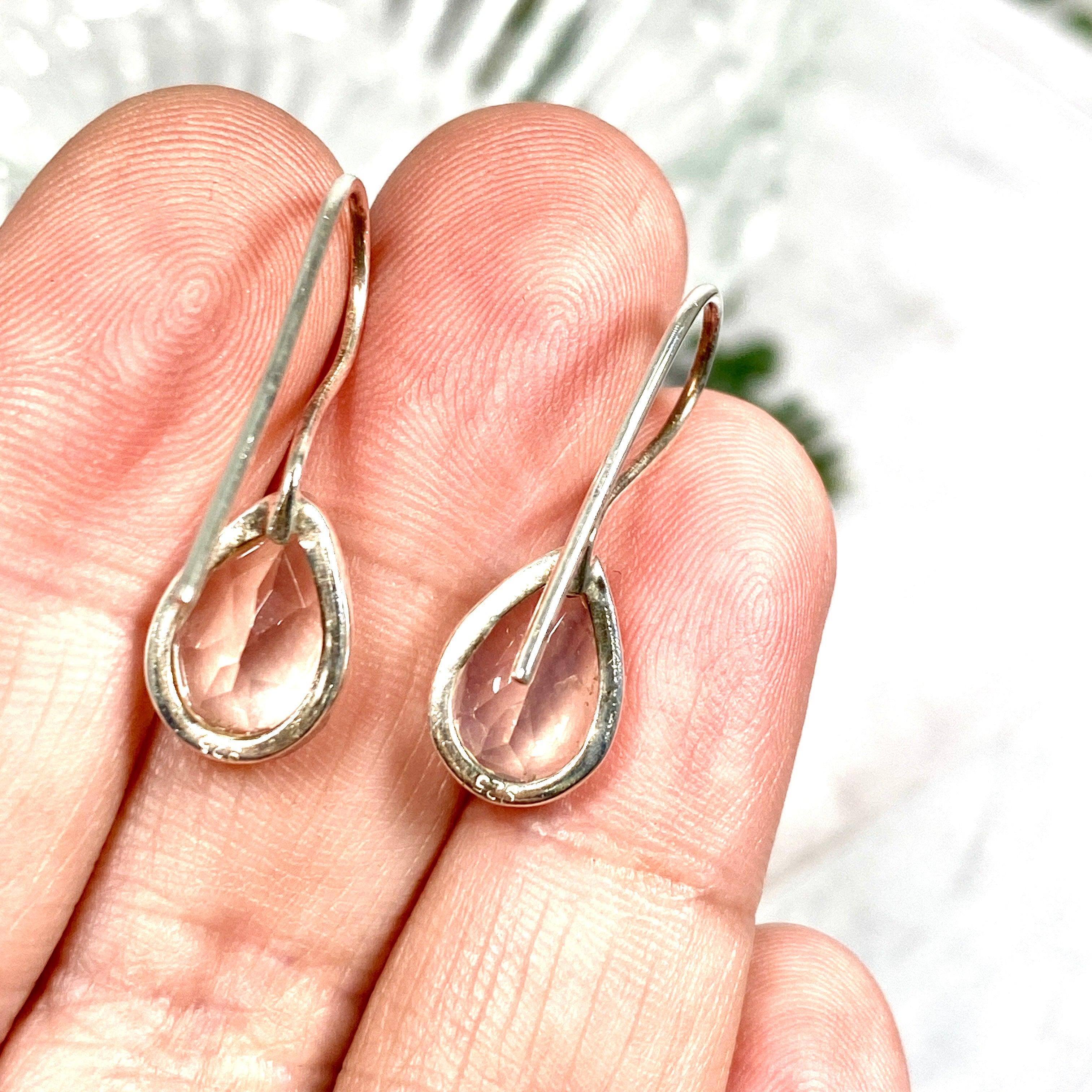 Natural Rose Quartz Faceted Teardrop Earrings for Women - Healing Crystal Dangle Earrings - Elegant Jewelry Gift for Birthday, Wedding & Everyday Wear