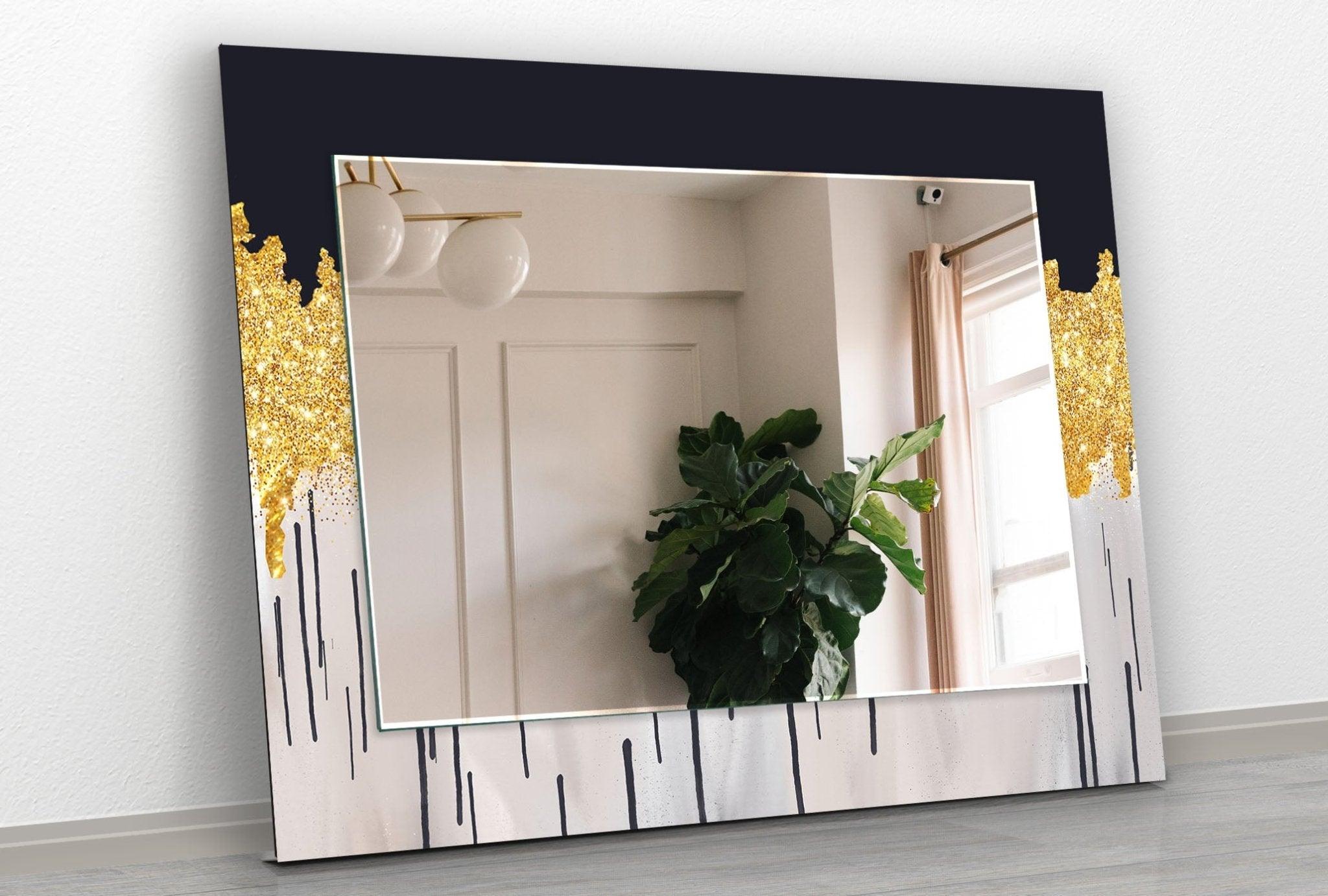 Abstract Gold Accent Wall Mirror - Elegant Home Decor for Living Room, Bedroom & Entryway