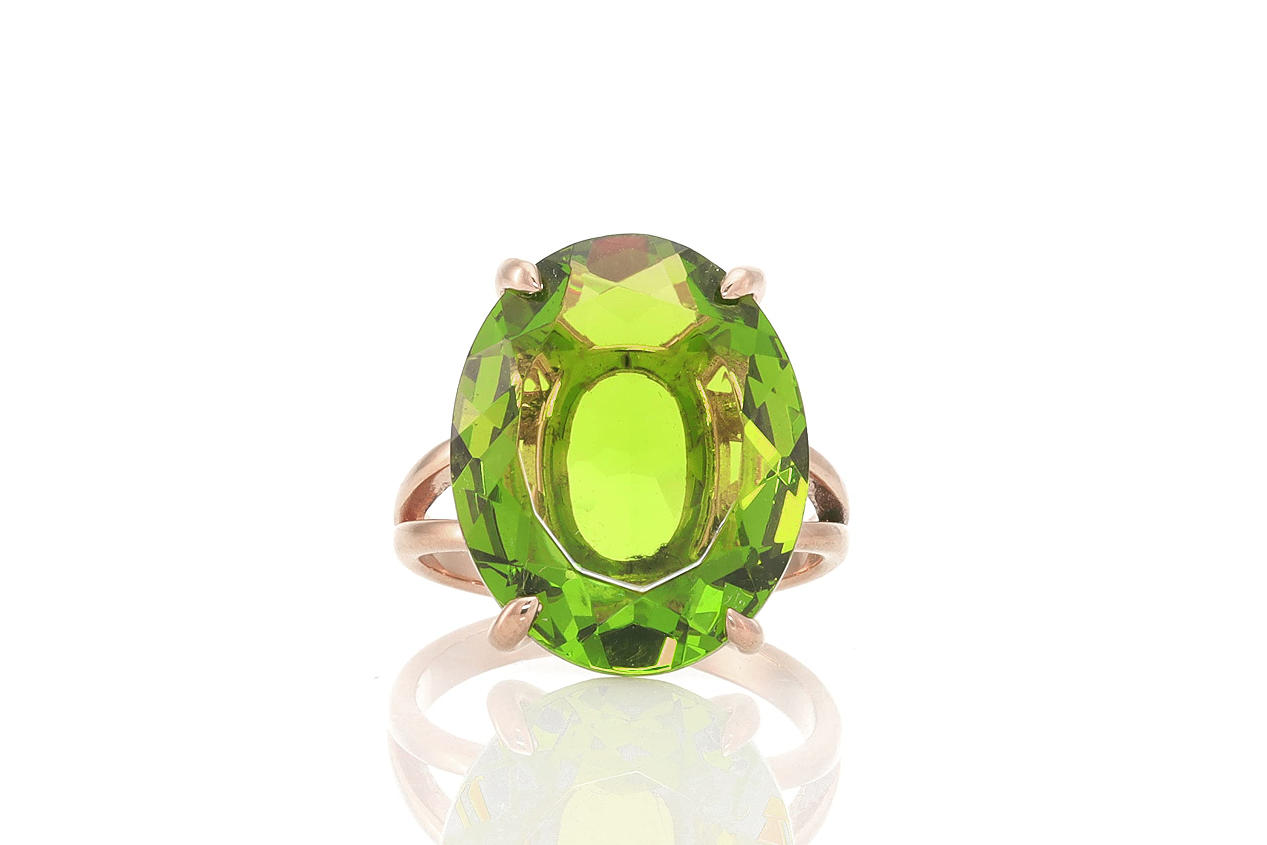 14k Rose Gold Filled Peridot Ring for Women | Handcrafted August Birthstone Jewelry | Elegant Simple & Statement Ring | Perfect Gift for Anniversary, Birthday & Special Occasions | Comes with Jewelry Box