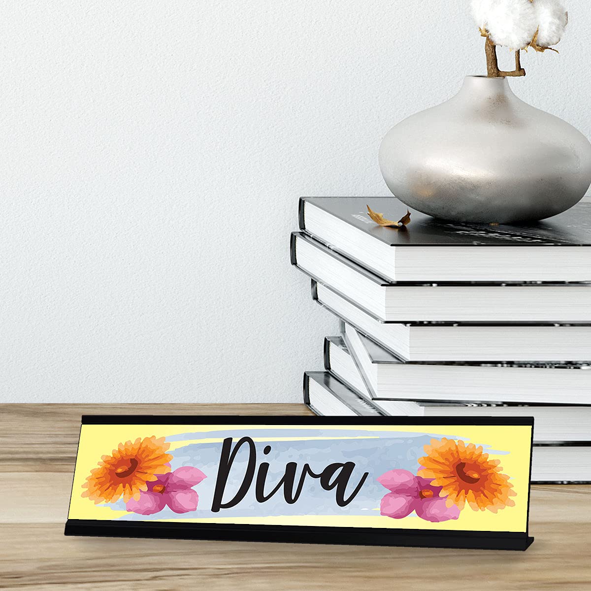 Elegant Diva Designer Office Gift Desk Sign - 2 x 8 Inches - Perfect for Corporate Gifts, Desk Decor & Office Organization