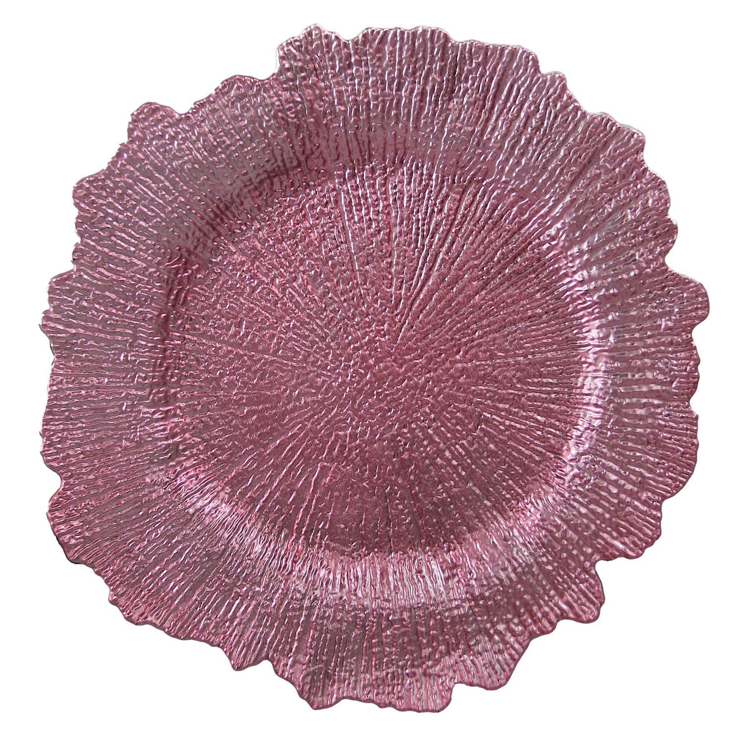 WELMATCH 12-Pack Blush Pink Plastic Floral Charger Plates - 13 Inch Round Sponge Wedding Party Dinner Plates for Decorations | Perfect for Bridal Showers, Banquets & Special Events