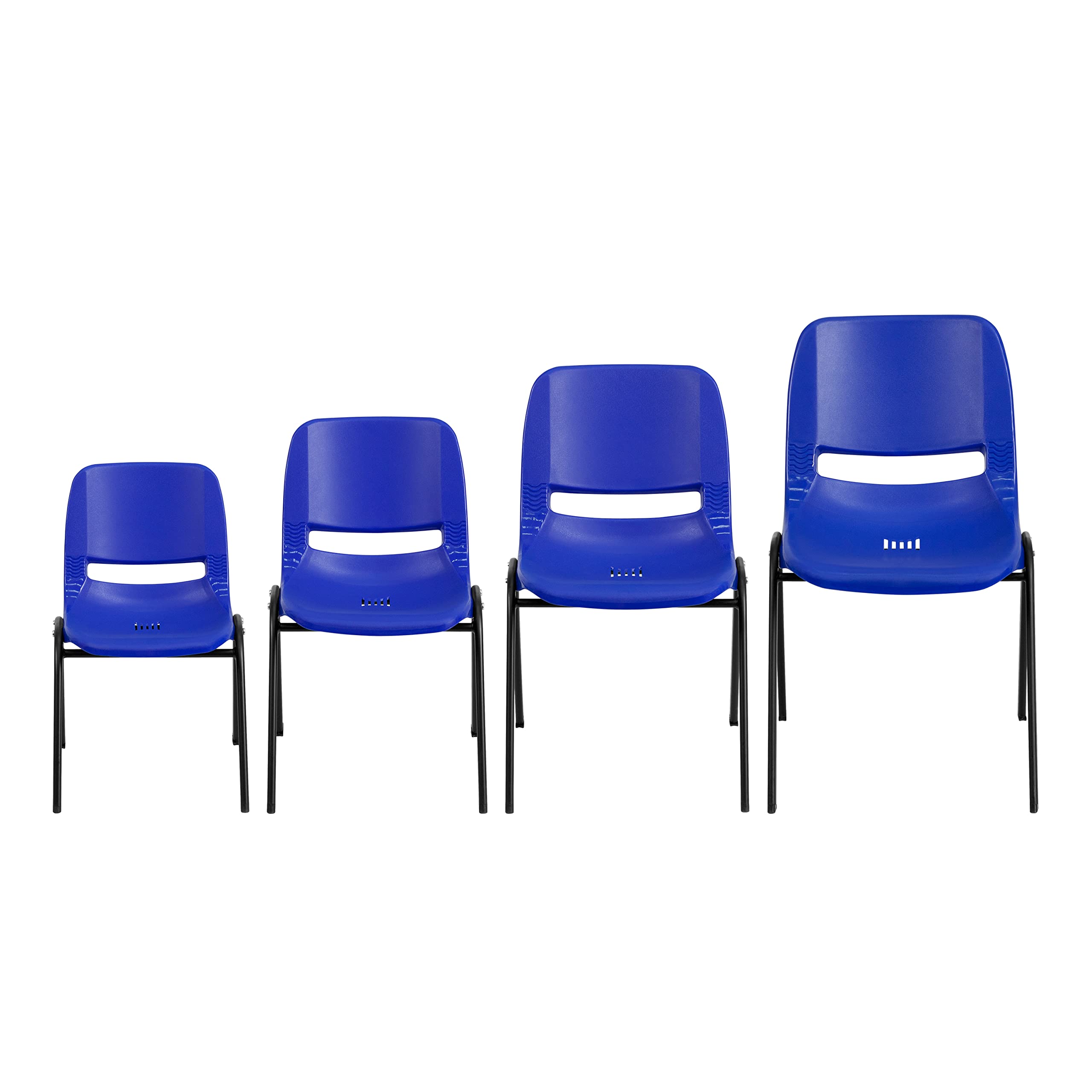 Emma & Oliver Blue Ergonomic Shell Student Stacking Chair - Comfortable Classroom & Office Guest Chair for Schools, Libraries & Conference Rooms