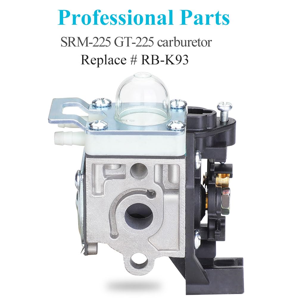 Echo GT225 PE225 PAS-225 SHC-225 RB-K93 SRM-225 Adjustable Carburetor Replacement - Easy Start Trimmer Edger Carb Rebuild Kit with Primer Bulb & Tune Up Kit | Compatible with Weed Eater Parts | Perfect for Lawn Maintenance, Yard Work & Landscaping