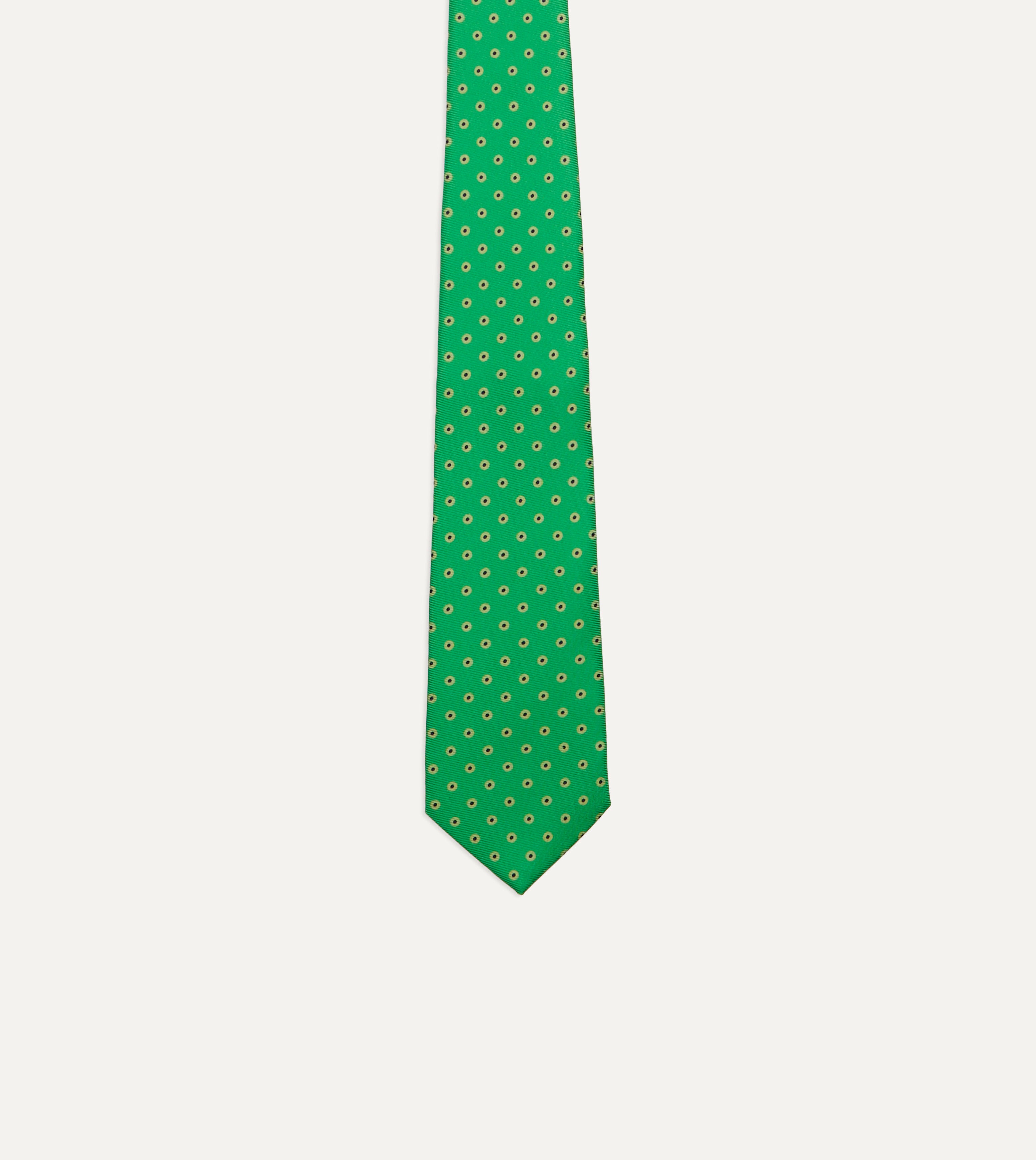 Elegant Green Circular Dot Silk Self-Tipped Necktie for Men - Perfect for Business, Weddings & Formal Events