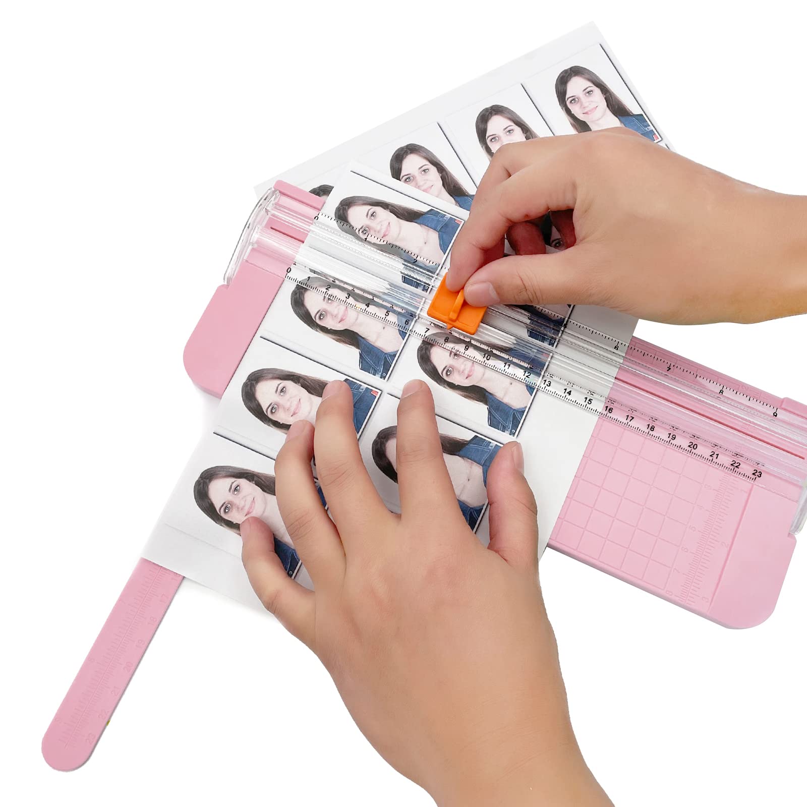 Portable A4 Paper Cutter with Safety Guard & Side Ruler - Straight Edge Trimmer for Scrapbooking, Craft Paper, Photos, Labels, Cardstock (Pink) | Perfect for Office, School, and DIY Projects