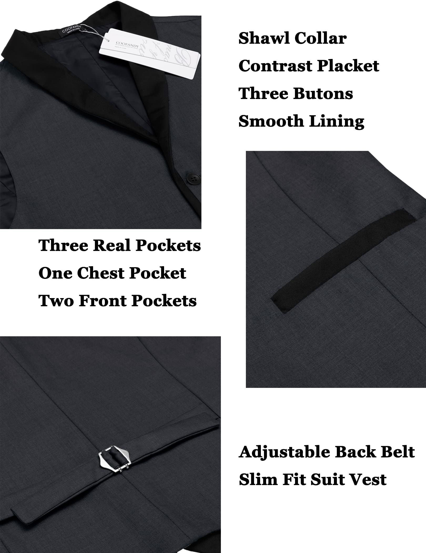 COOFANDY Men's Slim Fit Suit Vest - Formal Business Waistcoat for Wedding, Office & Special Occasions | Breathable & Comfortable for Daily Wear