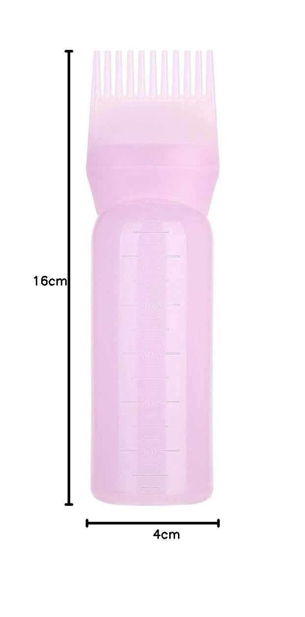 LUXURIA Plastic Hair Oil & Dye Applicator Brush Bottle - 120ml Styling Tool for Hair Coloring & Treatment (Pink) | Perfect for Salon, DIY Hair Care & At-Home Styling