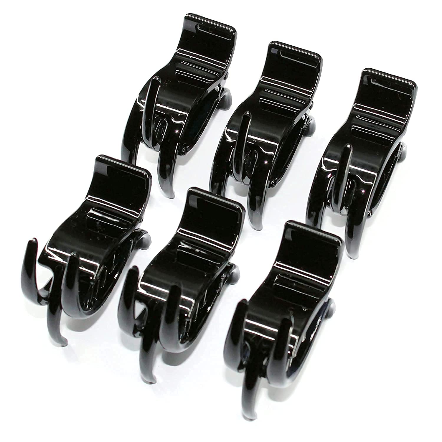 Imioxo Black Hair Clips for Women - Medium Size Trendy Plastic Hair Clutch - Pack of 6 - Perfect for Office, Party & Everyday Hairstyles