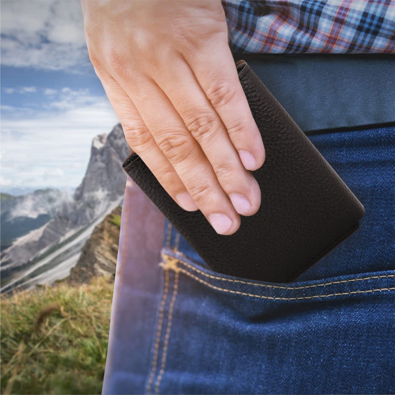 Premium Genuine Leather RFID Blocking Trifold & Zippered Wallet for Men - Horizontal & Vertical Design with Card Holder | Perfect Gift for Men & Women | Ideal for Travel, Business & Everyday Use