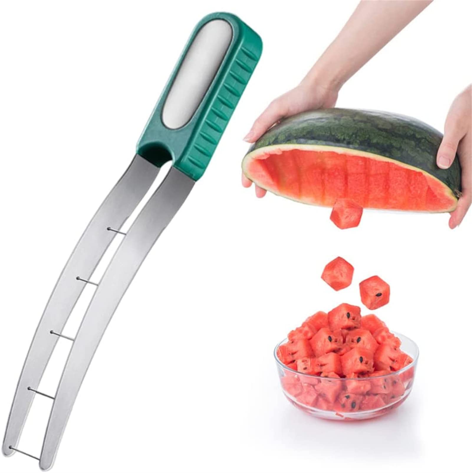 BAIJAC Watermelon Slicer - 304 Stainless Steel Multi-Functional Fruit Divider & Cube Cutter for Watermelons, Melons, and Fruit Salads - Perfect Kitchen Gadget for BBQs, Picnics, and Summer Parties