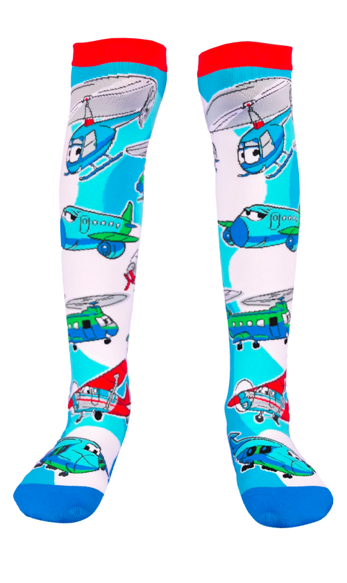 Madmia Airplane Socks for Men & Women - Fun Cartoon Airplane Pattern Crew Socks - Comfortable Cotton Blend for Travel, Aviation Enthusiasts & Gifts