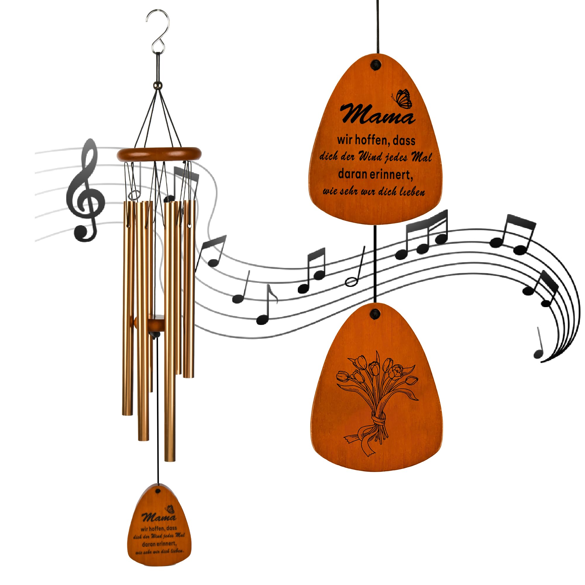 Outdoor Metal Wind Chimes - Perfect Birthday & Mother's Day Gift for Mom from Kids | Elegant Garden Decor for Patio, Porch, and Backyard