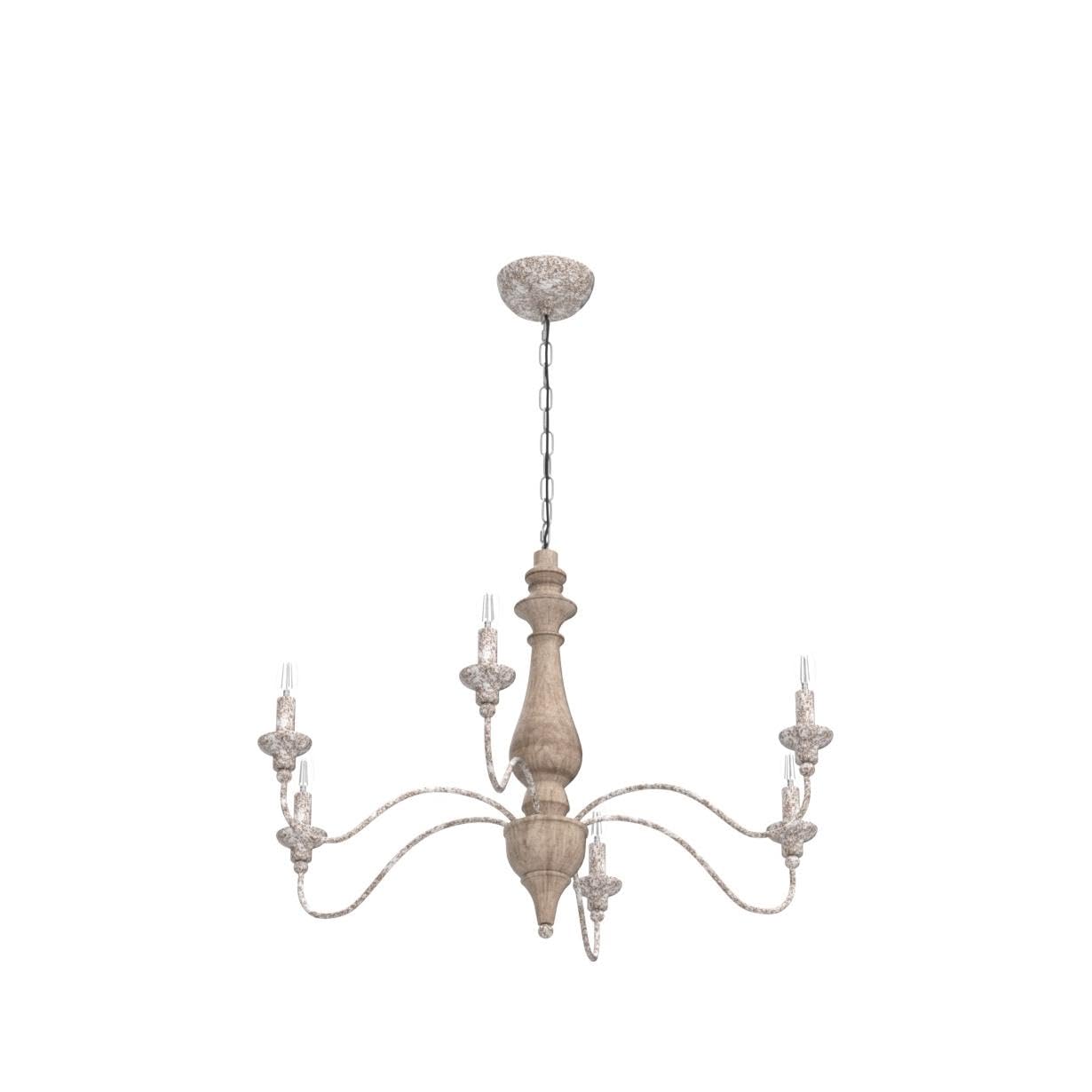 French Country 6-Light Farmhouse Chandelier - Rustic Wood Finish Candle-Style Lighting Fixture for Dining Room, Living Room, Bedroom, Kitchen & Stairway - 29.5