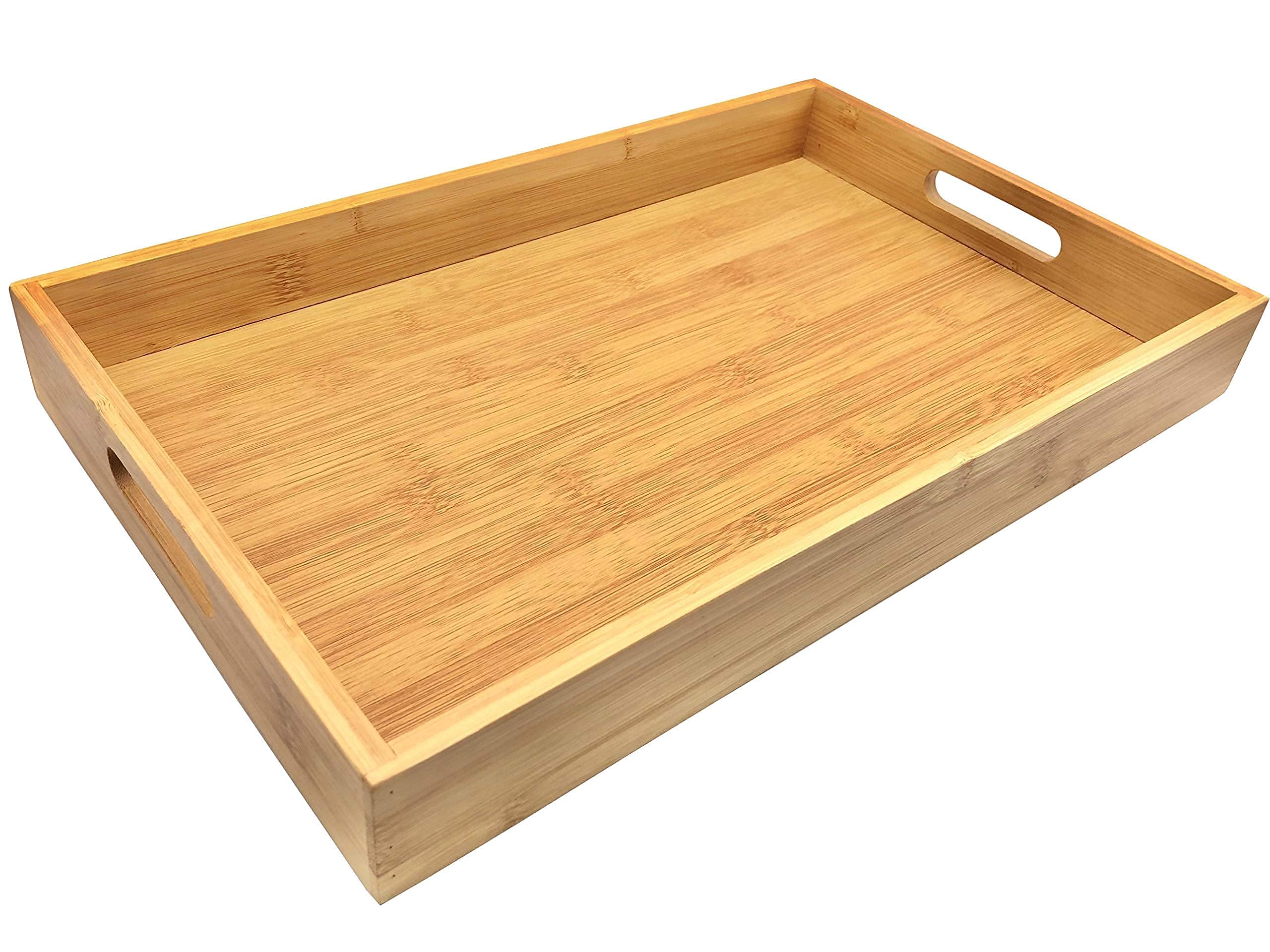 Eco-Friendly Bamboo Serving Tray with Handles - Durable Kitchen & Dining Tray for Coffee Tables, Breakfast in Bed, Ottoman Serving | Perfect for Entertaining, TV Dinners & Home Decor