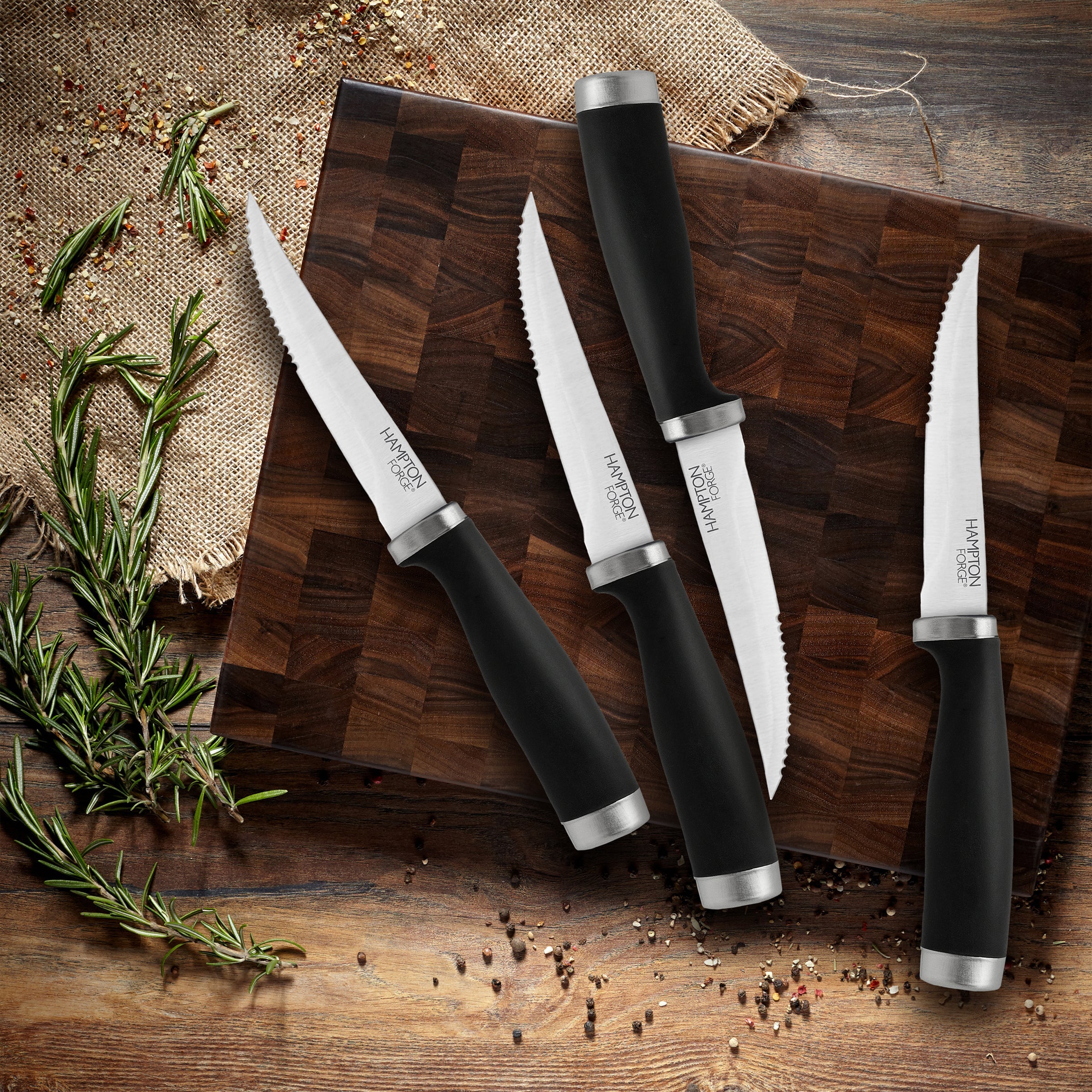 Premium Black Steak Knives Set of 4 - High-Quality Stainless Steel Steak Knives for Steak Lovers - Perfect for Dinner Parties, BBQ, and Fine Dining at Home