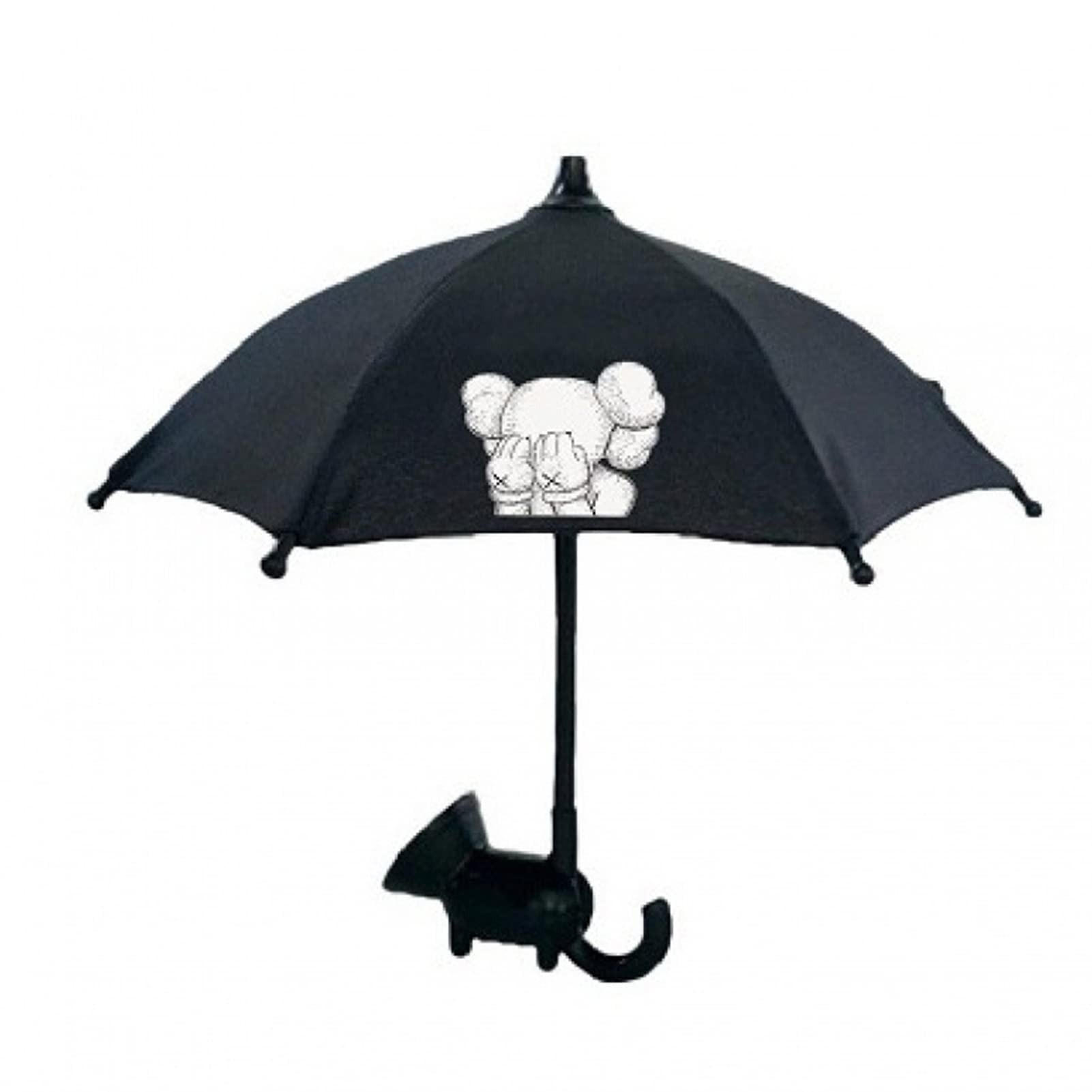 Universal Adjustable Piggy Phone Holder Sunshade with Suction Cup - Cute Mobile Phone Umbrella for Sun Protection, Car Dashboard & Outdoor Use (Black)