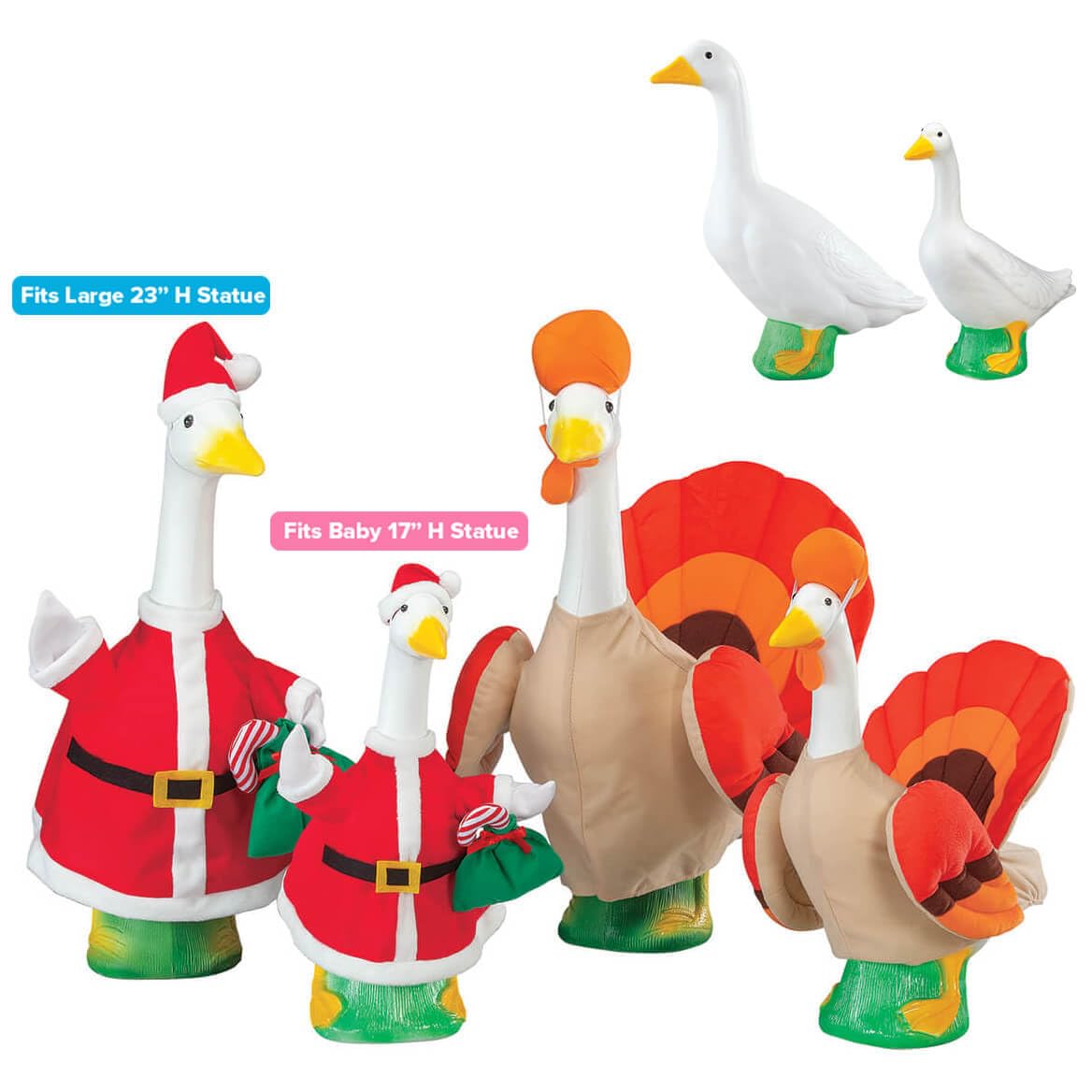 Fox Valley Traders Gaggleville™ Santa and Turkey Goose Plush Toy Set with Baby Outfits - Perfect for Christmas Decorations, Holiday Gifts & Nursery Room Decor