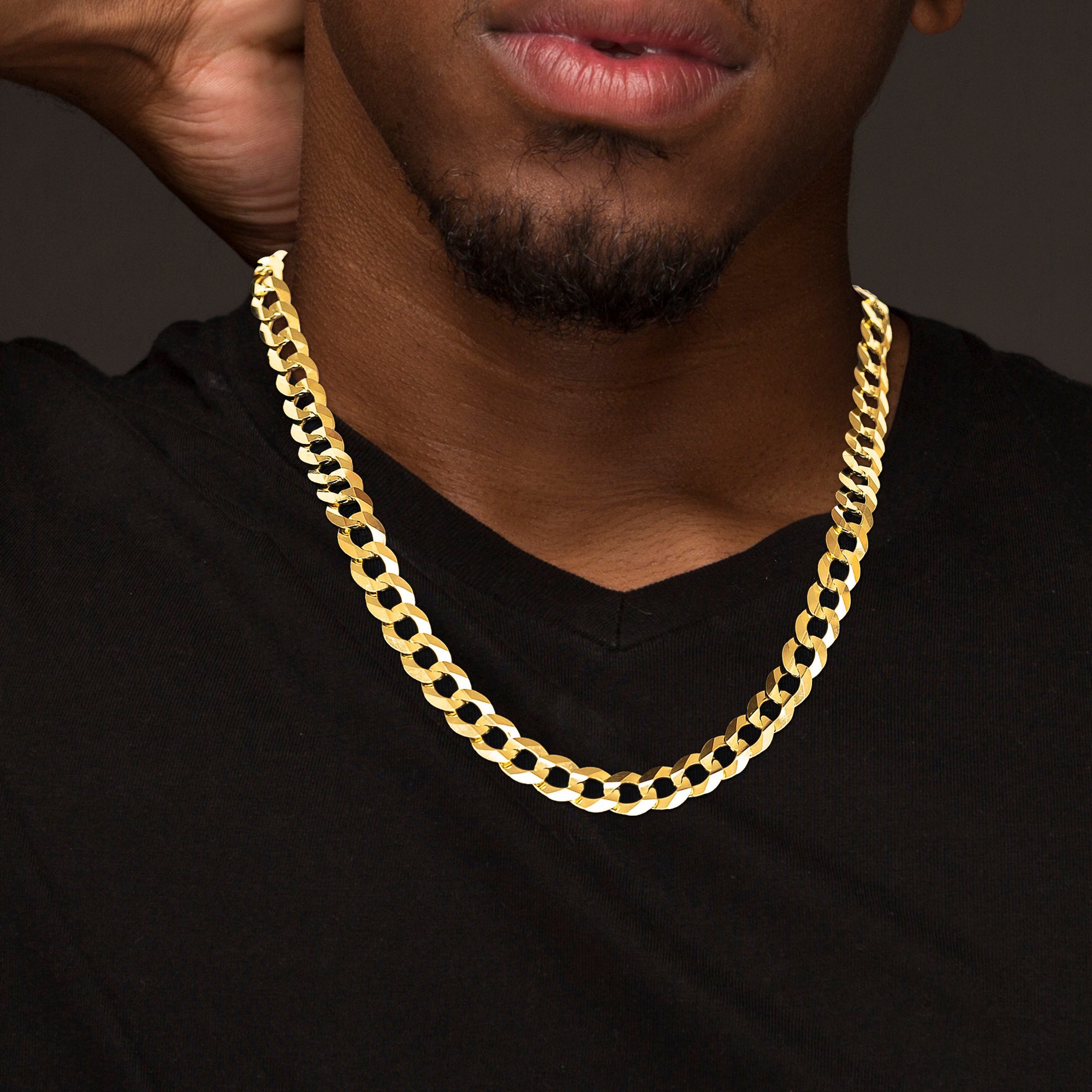 14K Solid Gold Cuban Curb Chain Necklace for Men - 11MM Thick 24 Inches Length - Durable Luxury Jewelry Gift for Him - Perfect for Casual Wear, Special Occasions & Hip-Hop Style
