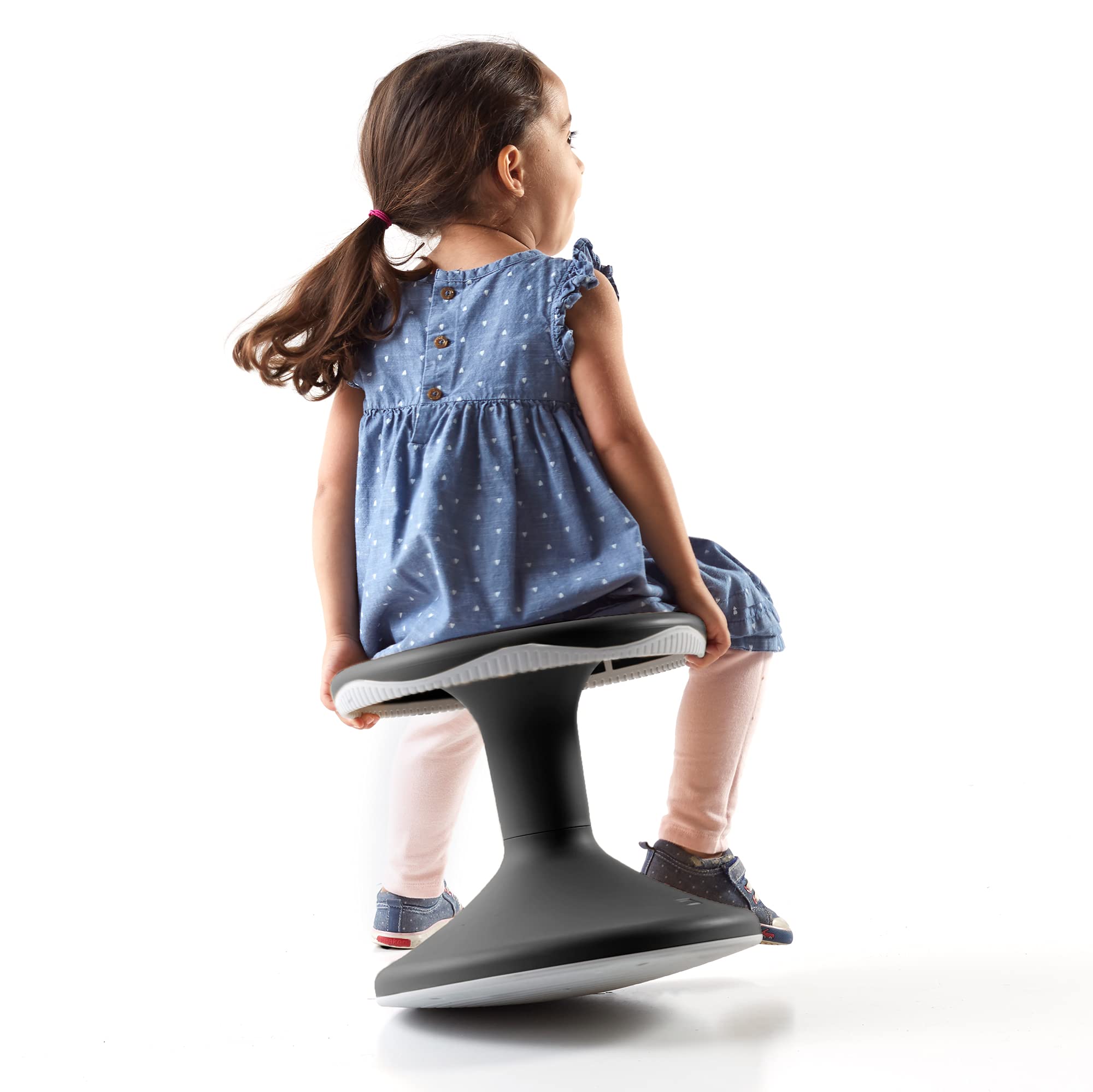 Guidecraft 12-inch Motion Stool Black - Kids Wiggle Chair with 360 Degree Movement | Active Core Engagement Wobble Stool for Classroom, Home & Office | Perfect for ADHD, Focus & Flexible Seating at Desks & Tables