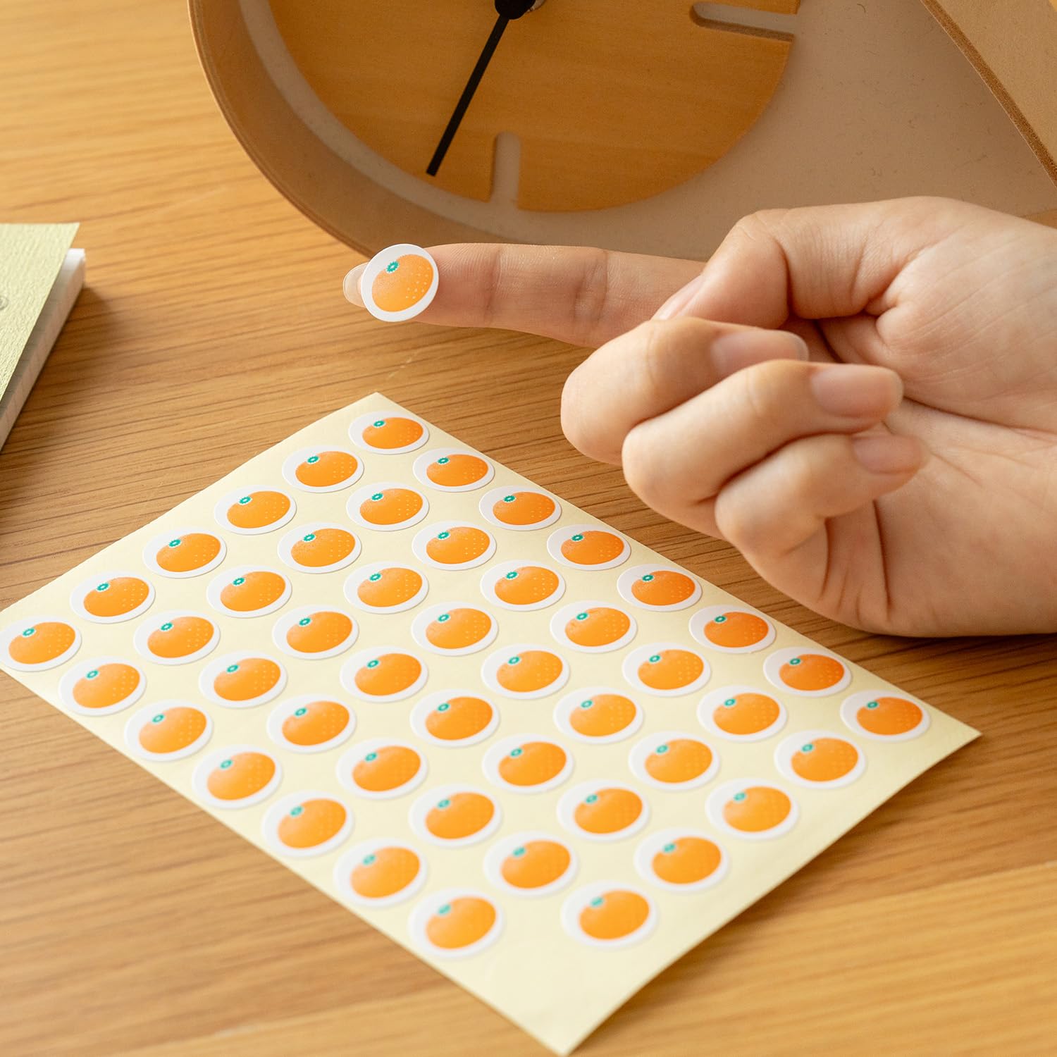 Okina AZPS1161 Mandarin Fruit Stickers - 48 Pieces x 5 Sheets (Set of 5) - Perfect for Labeling Fruits, Organizing Pantry & Fun Kids Activities