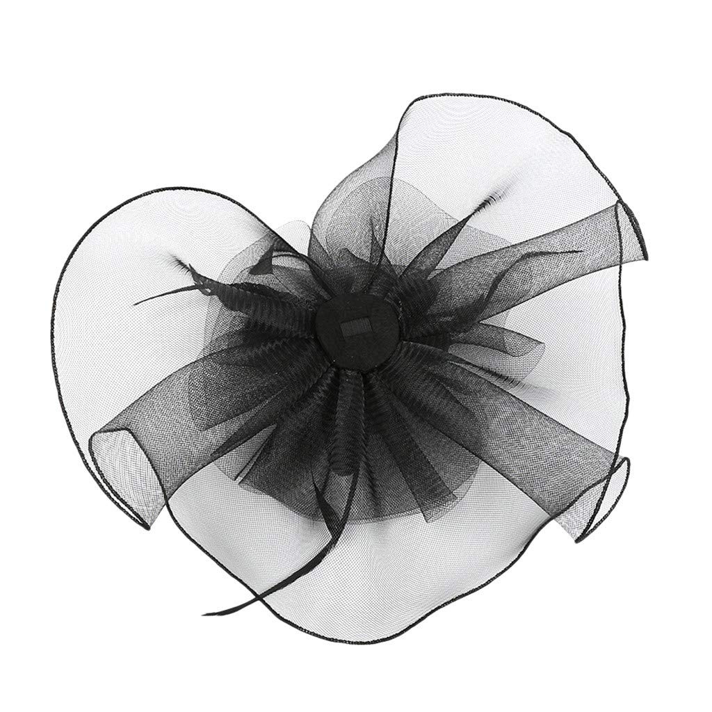 Elegant Women's Fascinator Hat with Flower & Feather - Mesh Tea Party Hairband for Weddings, Races & Special Occasions