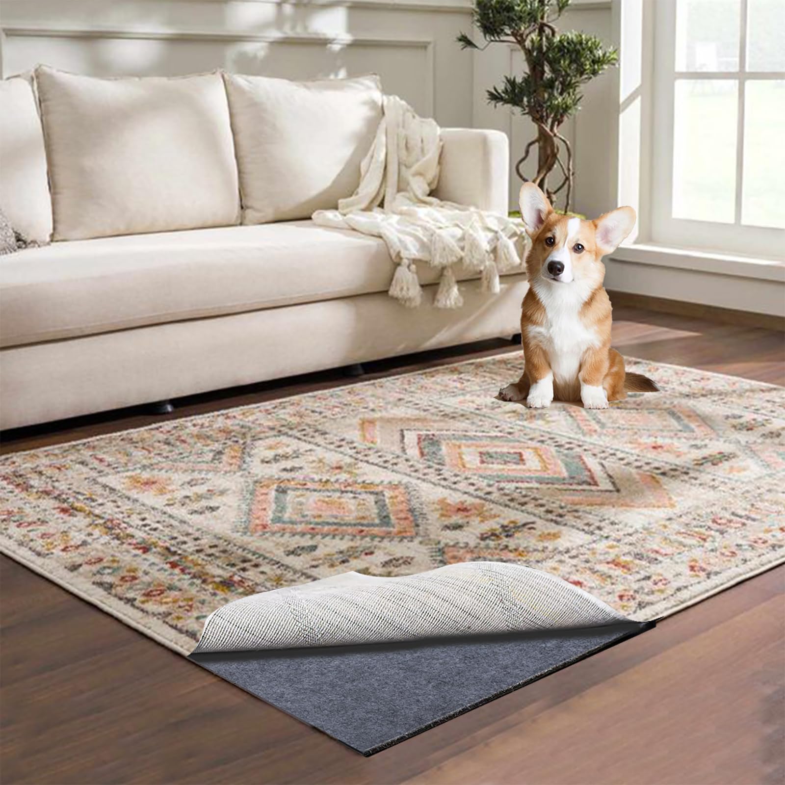 Non-Slip Waterproof Rug Pad 9x12 ft - Felt Carpet Underlay for Hardwood Floors & All Floor Types | Secure, Soft & Safe Rug Grip | Perfect for Living Room, Bedroom & High-Traffic Areas