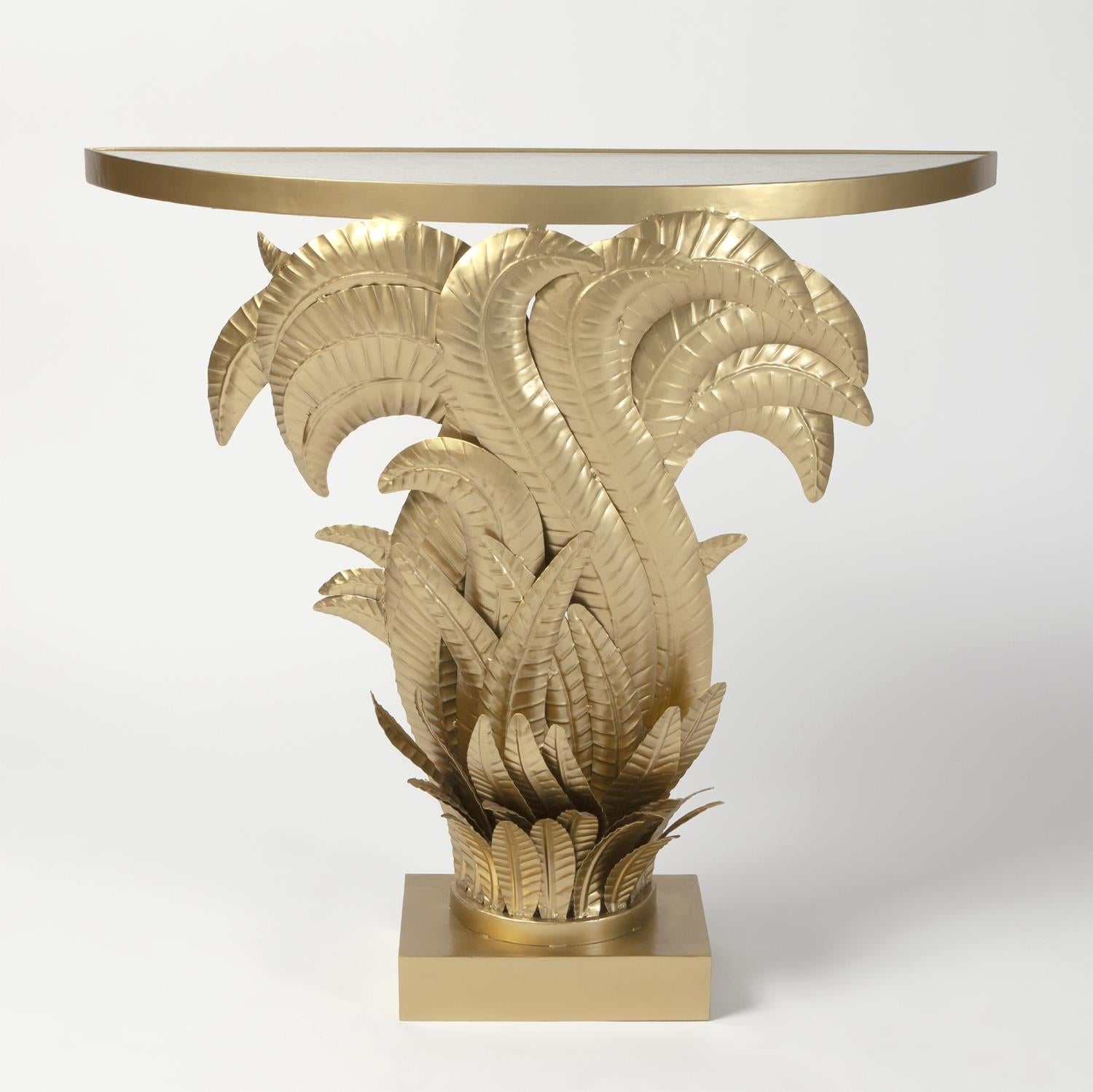 Acanthus Console Table with Brass Accents - Elegant Entryway & Living Room Furniture for Home Decor