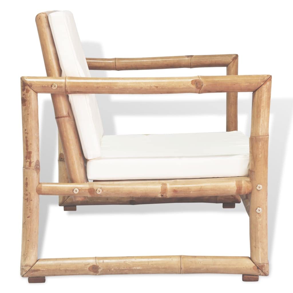 2-Piece Patio Chairs Set with Cushions & Pillows - Weather-Resistant Bamboo Outdoor Furniture for Garden, Deck, Balcony, Backyard & Poolside - Perfect for Relaxing, Entertaining & Sunbathing