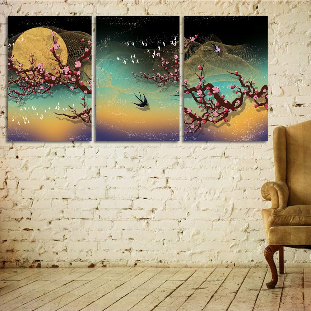3-Panel Abstract Chinese Landscape Canvas Wall Art - 24