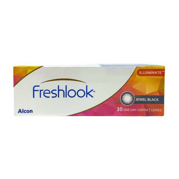 Alcon Freshlook Illuminate Jewel Black Colored Contact Lenses (30 Pack) - Daily Disposable, Natural Eye Color Enhancement for Cosplay, Halloween & Special Occasions