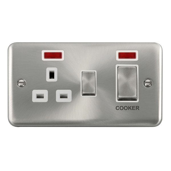 Click Deco Plus Satin Chrome 45A Cooker Switch with 13A Socket DPSC505WH - Premium Kitchen Appliance Control for Modern Homes
