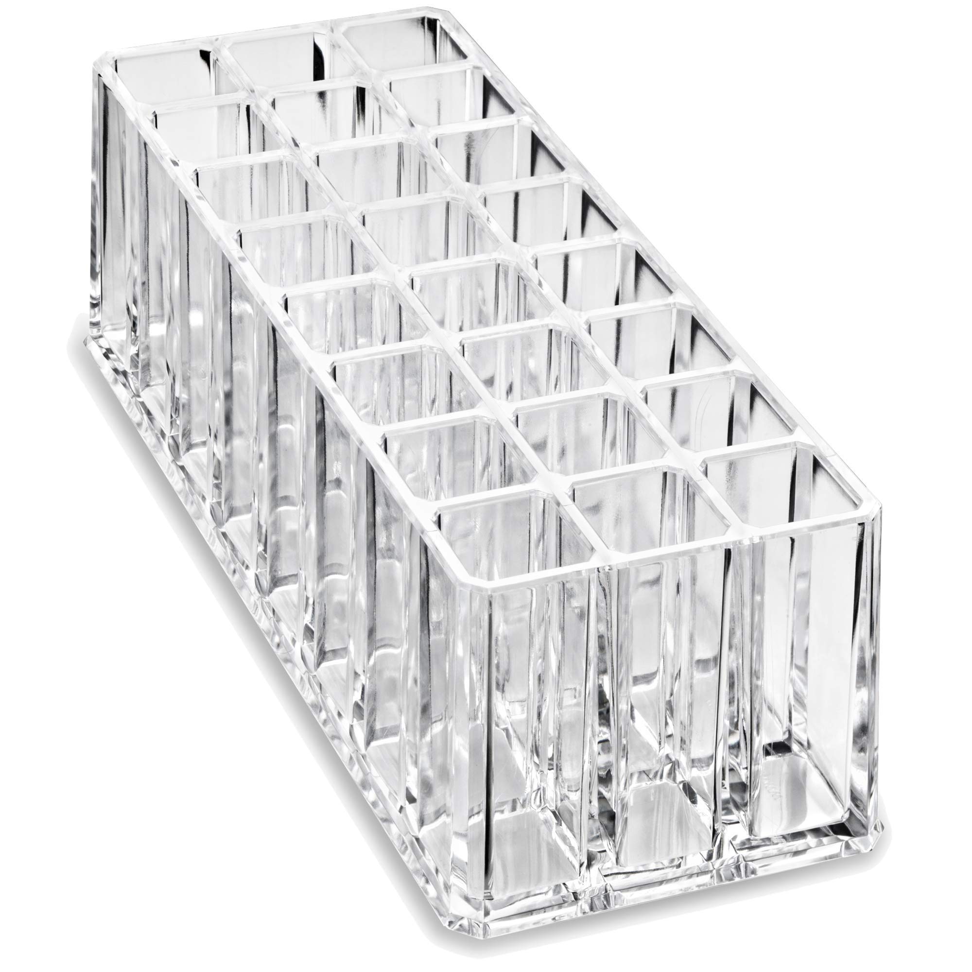BY ALEGORY Acrylic Lip Gloss Organizer - 24 Slot Makeup Storage Case for Lipsticks & Gloss Tubes | Refillable Beauty Display Container | Perfect for Vanity, Salon, or Travel Organization (2-Pack)