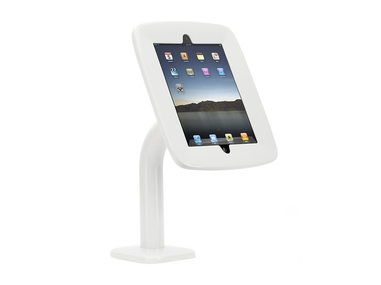 Lockable Desk Mount Stand for Apple iPad Air & Air 2 - Secure White Kiosk Stand | Perfect for Retail Displays, Reception Counters & Public iPad Stations