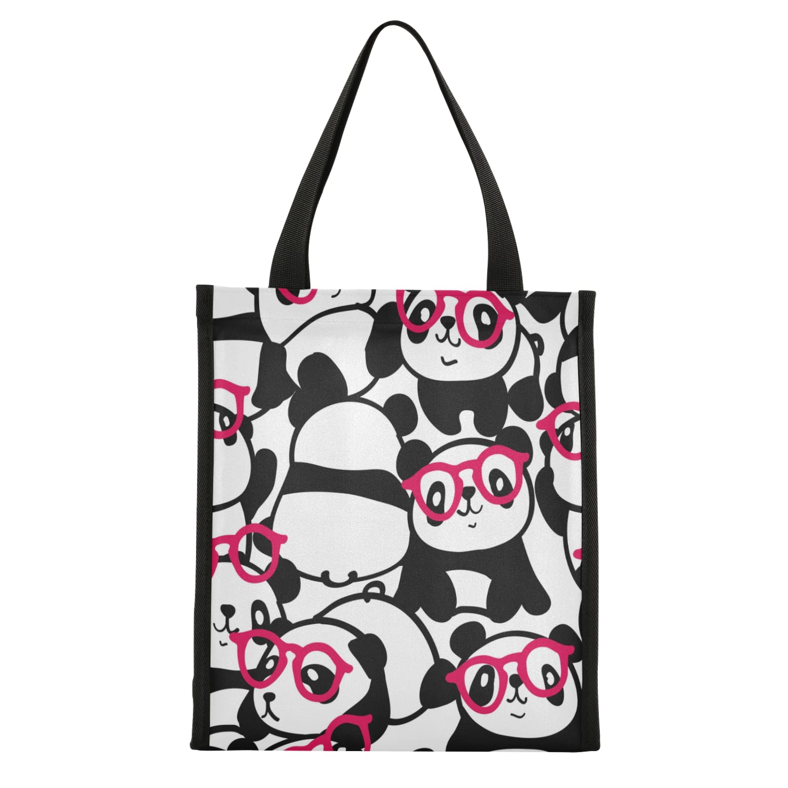 ALAZA Funny Panda Glasses Animal Print Insulated Lunch Box - Reusable Eco-Friendly Tote Bag for Work, School, Picnic & Travel - Perfect for Adults & Kids