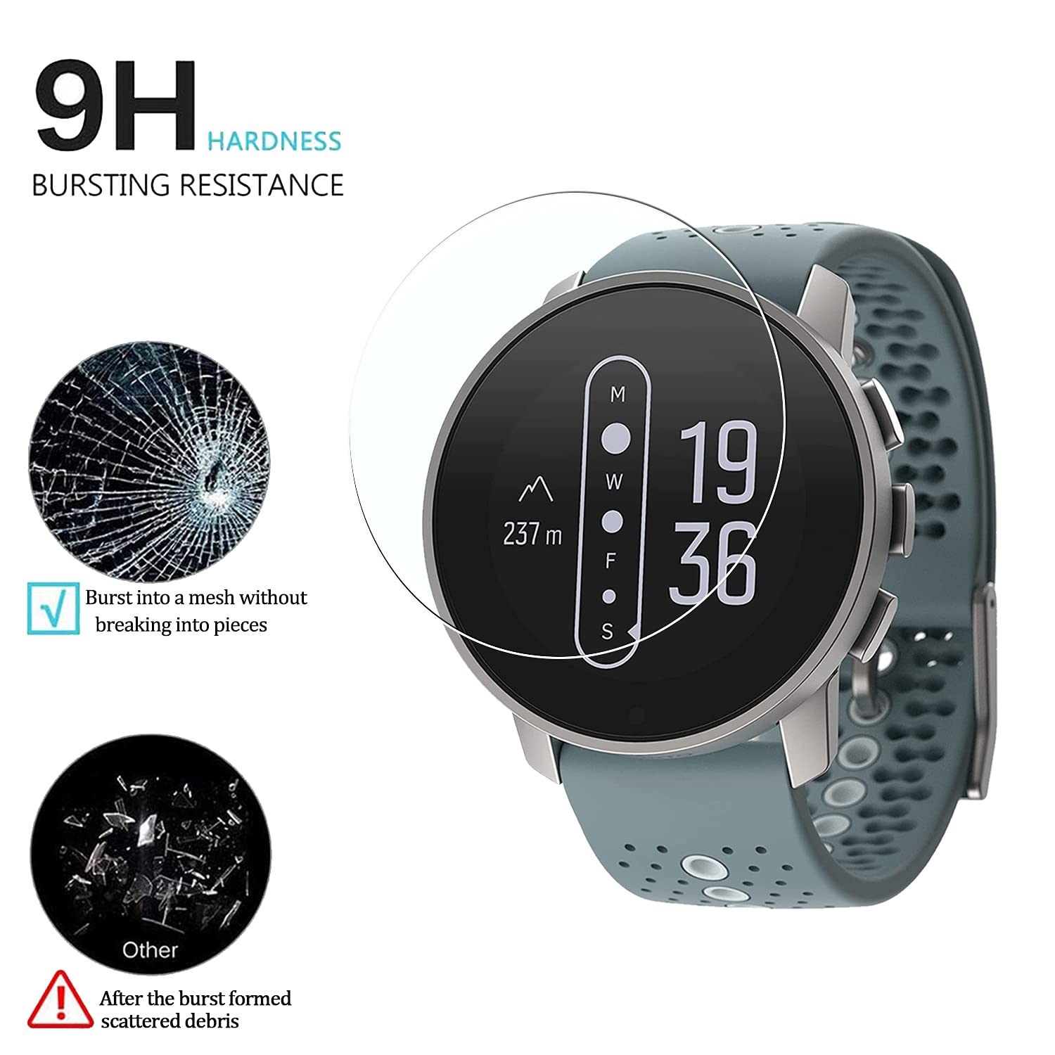 SUUNTO 9 Peak 43MM Tempered Glass Screen Protector - 4 Pack for Outdoor Sports