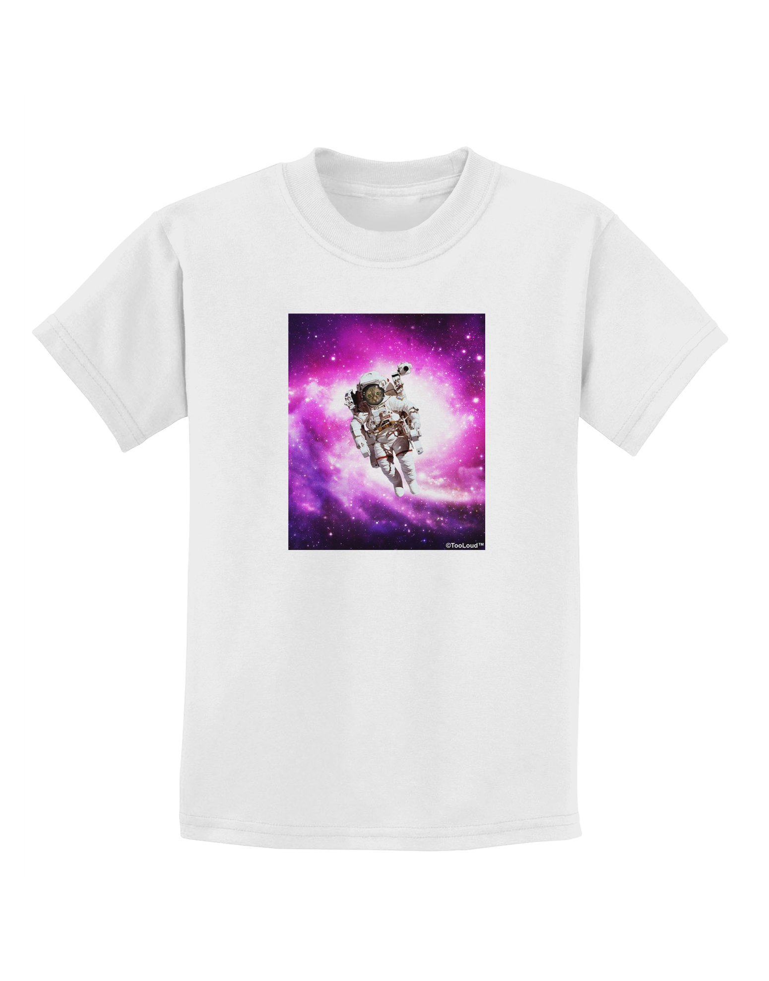 TooLoud Astronaut Cat Graphic T-Shirt for Kids - Fun Space Themed Cotton Tee for Boys & Girls - Perfect for School, Playdates & Birthday Parties