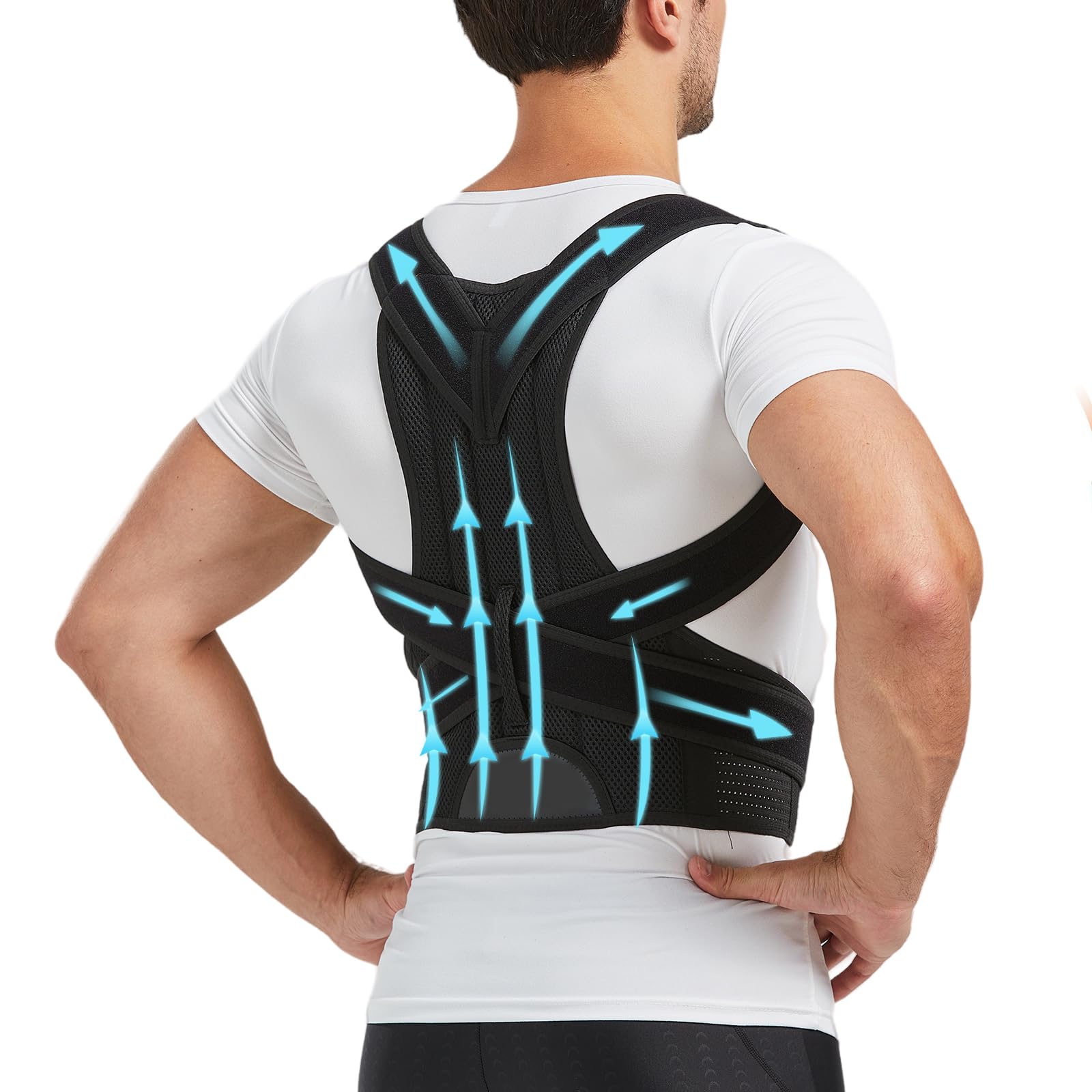 YOII Adjustable Back Brace for Men & Women - Posture Corrector for Back, Neck, Shoulder & Lumbar Pain Relief - Back Support for Scoliosis, Hunchback & Thoracic Spine Alignment - Ideal for Office Work, Driving & Daily Activities