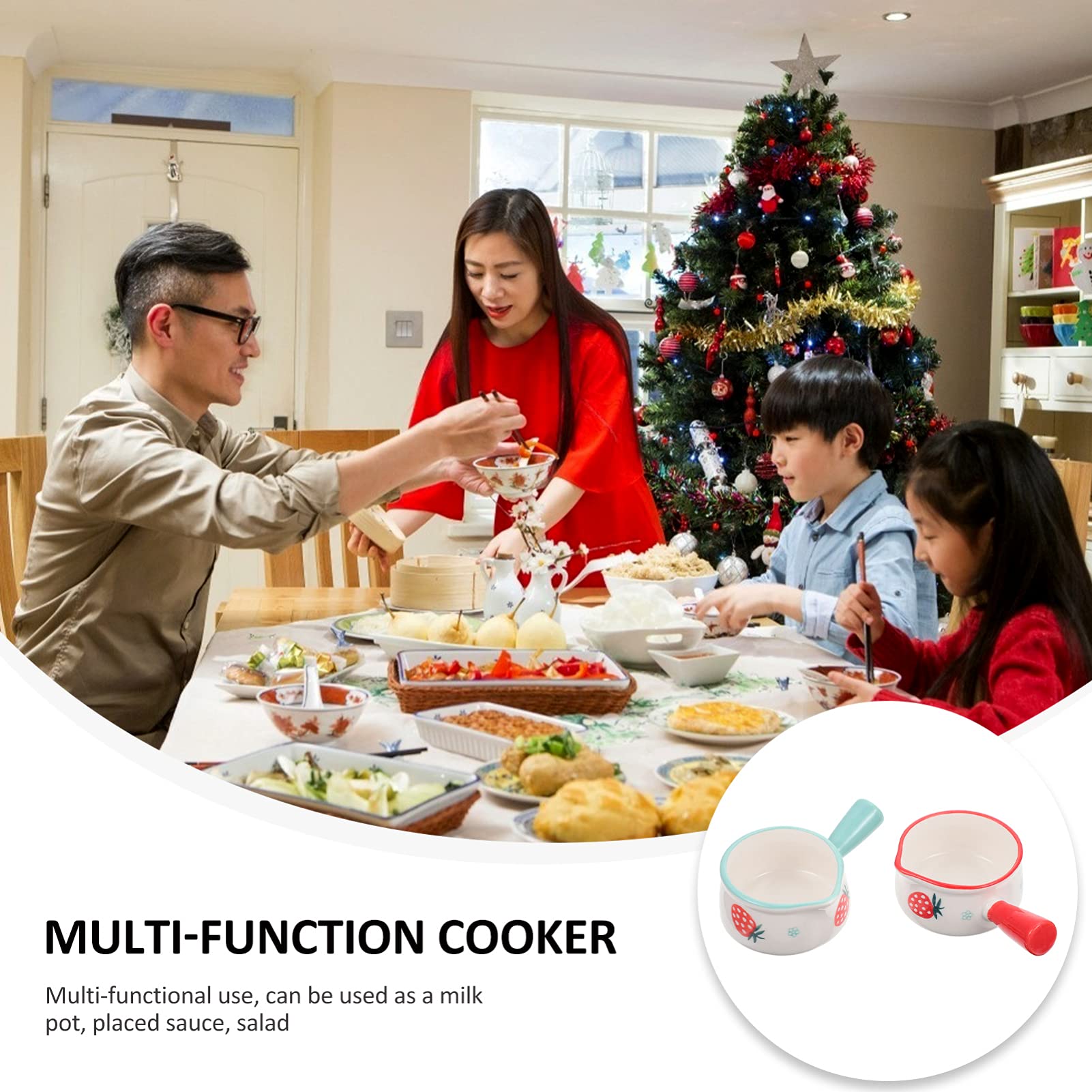 2-Pack Ceramic Food Heating Pot - Mini Coffee & Milk Warmer, Saucepan for Kitchen, Stovetop & Camping Use - Perfect for Coffee, Tea, Hot Chocolate & Baby Bottle Warming